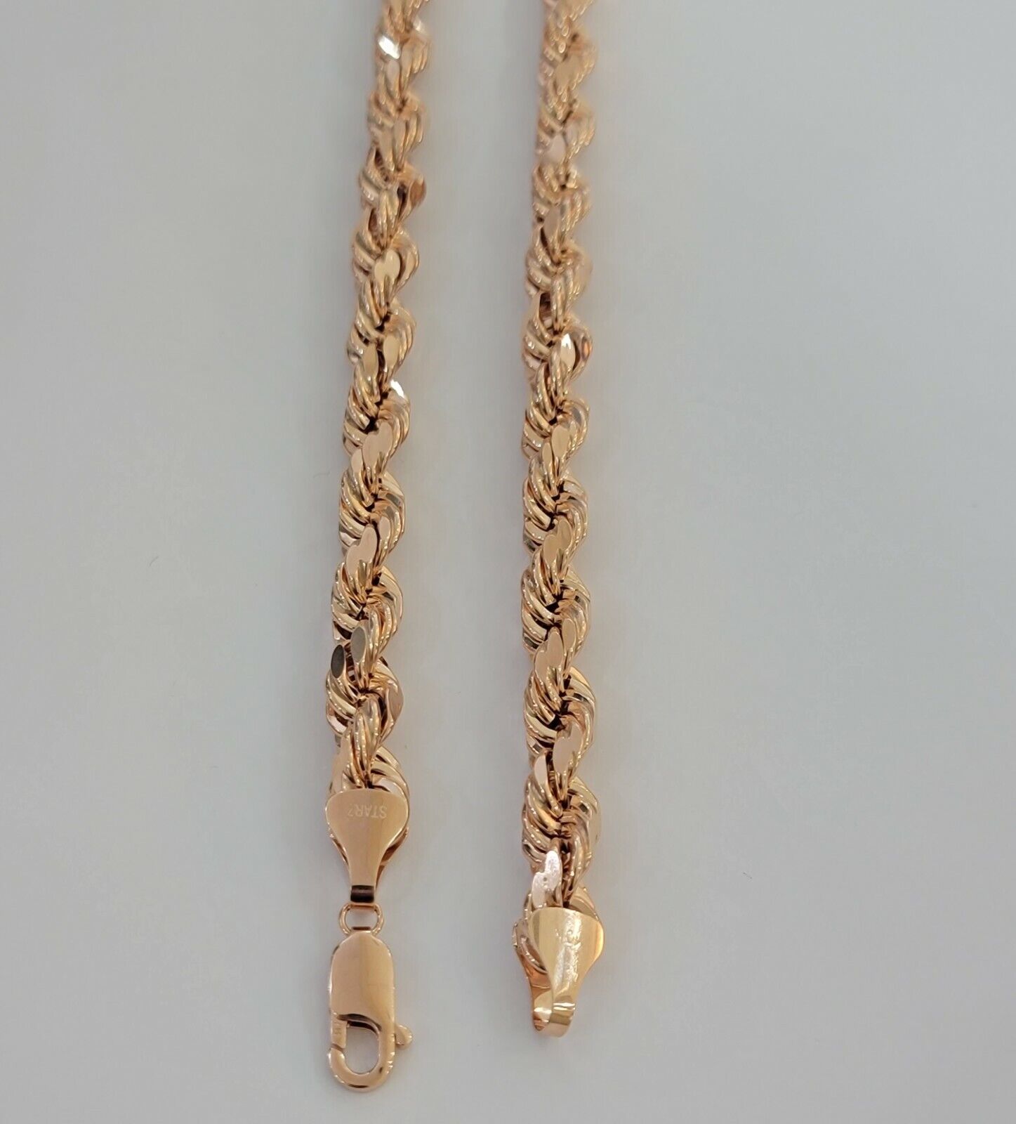 Real 10k Rose Gold Rope Necklace Chain Chain 5mm 20" - 24" Inch Men Women SOLID - GoldenlinQ