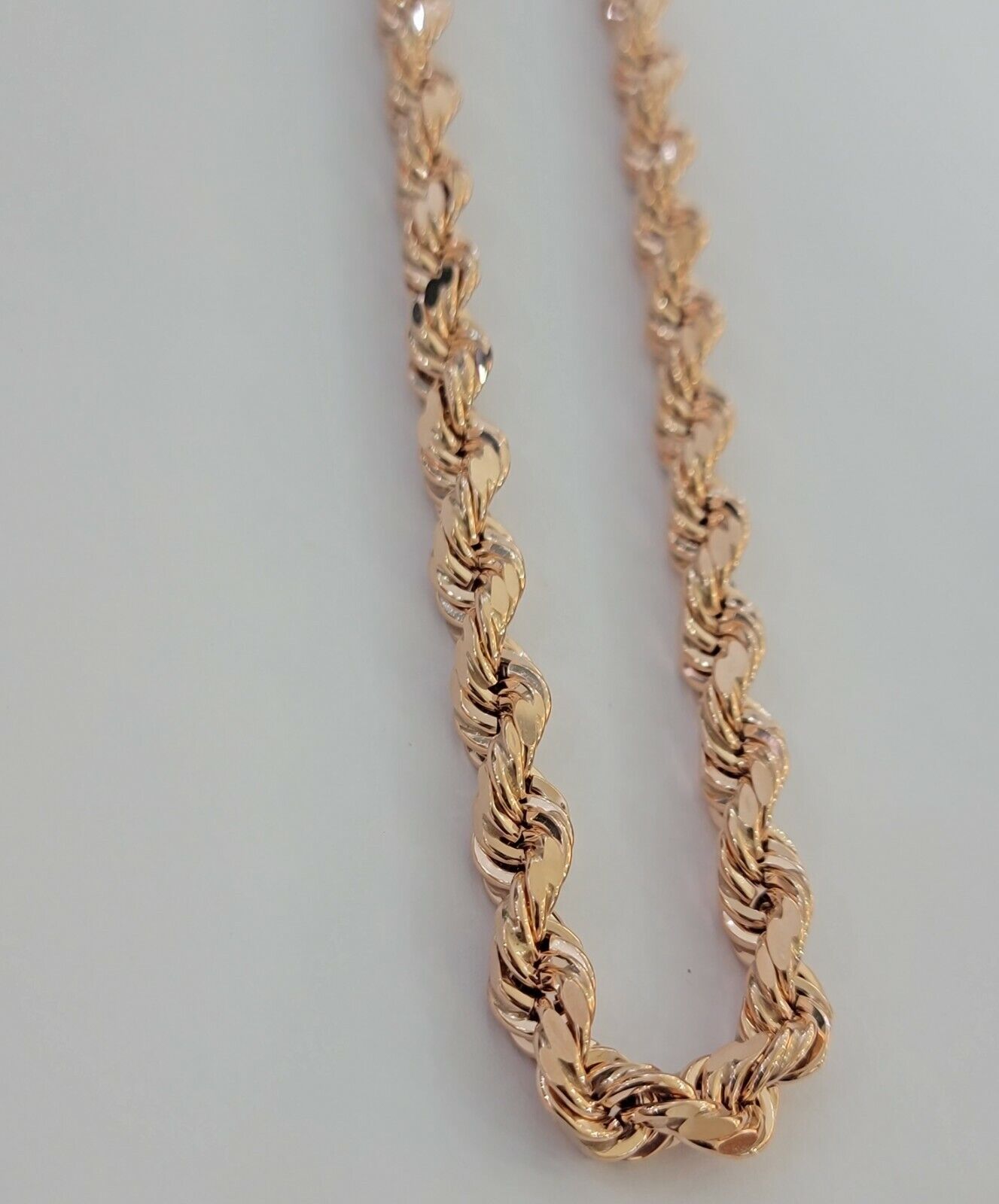 Real 10k Rose Gold Rope Necklace Chain Chain 5mm 20" - 24" Inch Men Women SOLID - GoldenlinQ