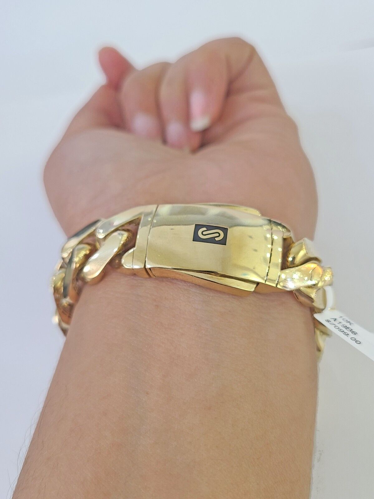 Real 10K Royal Monaco Bracelet Yellow Gold 7.25" Box Clasp 15mm Genuine - GoldenlinQ