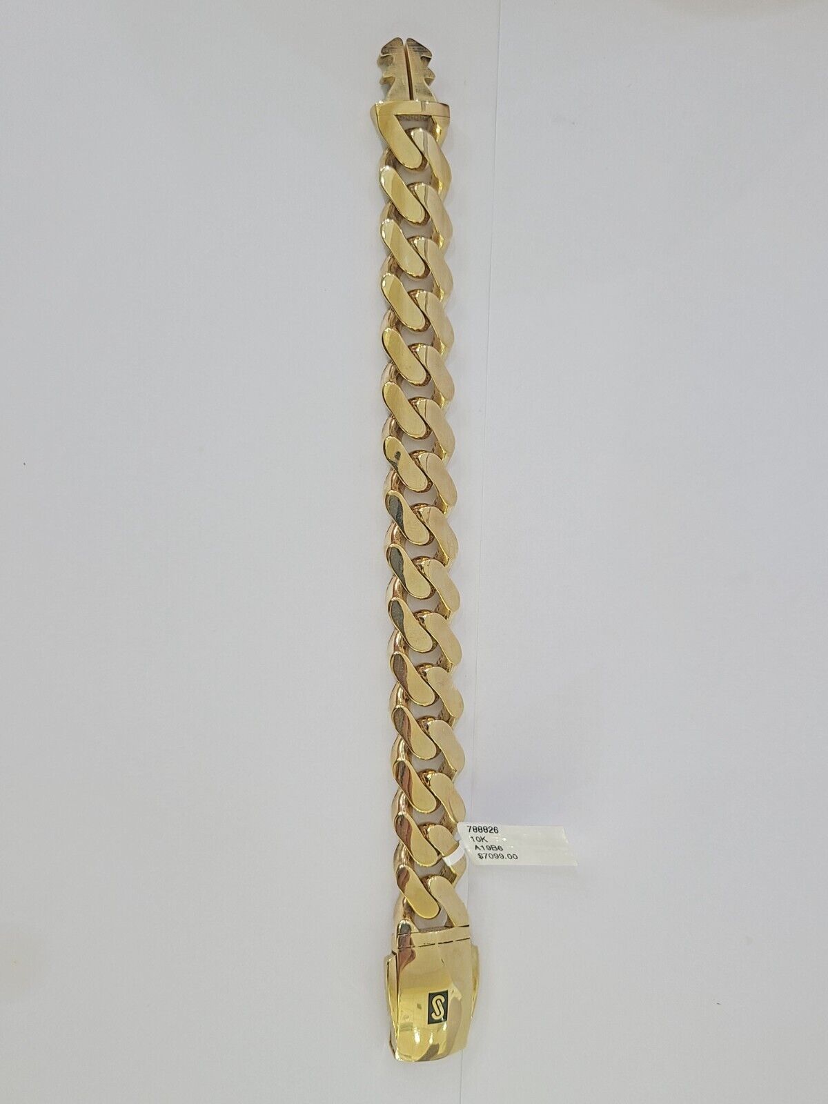 Real 10K Royal Monaco Bracelet Yellow Gold 7.25" Box Clasp 15mm Genuine - GoldenlinQ