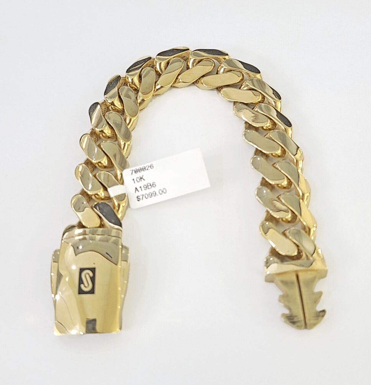 Real 10K Royal Monaco Bracelet Yellow Gold 7.25" Box Clasp 15mm Genuine - GoldenlinQ