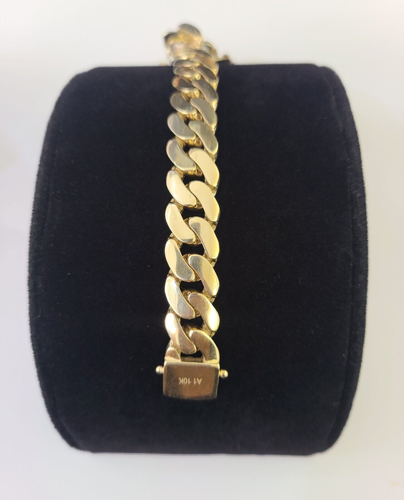 Real 10K Royal Monaco Bracelet Yellow Gold 8" Box Clasp 11mm Genuine - GoldenlinQ