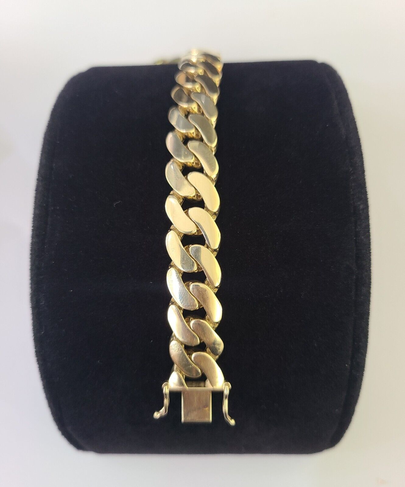 Real 10K Royal Monaco Bracelet Yellow Gold 8" Box Clasp 11mm Genuine - GoldenlinQ