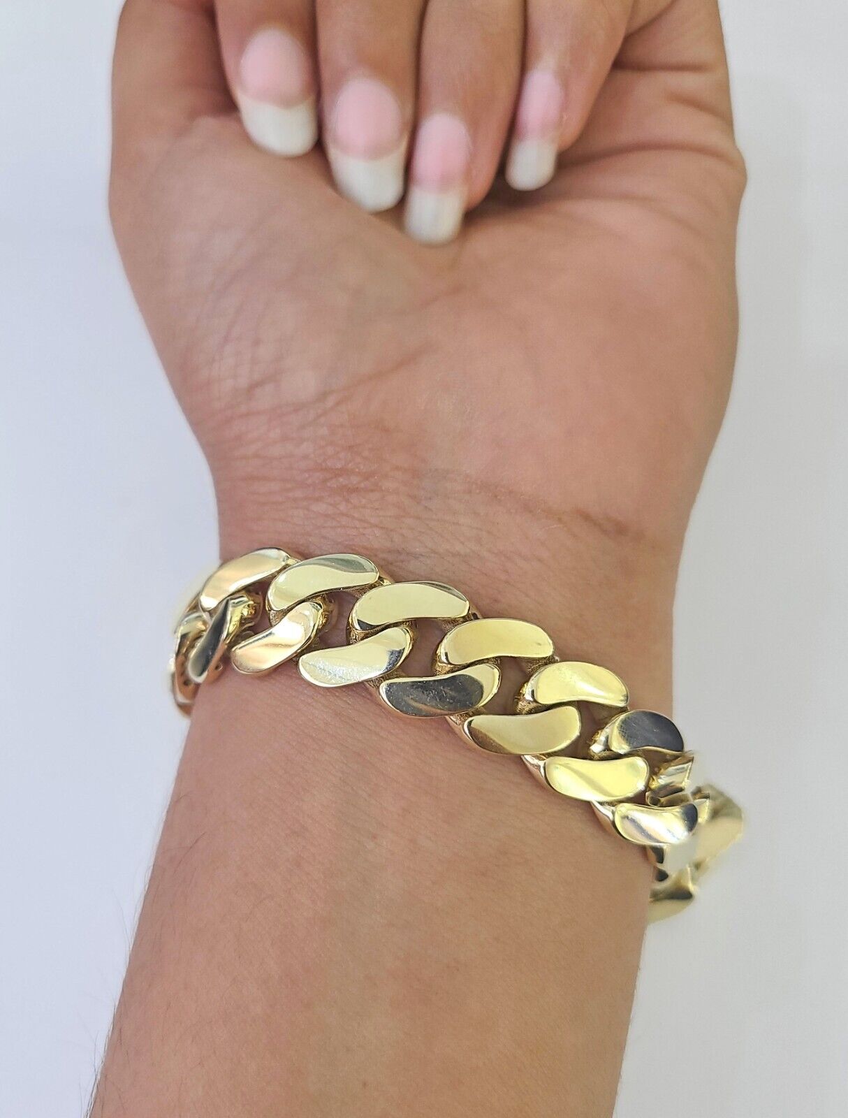 Real 10K Royal Monaco Bracelet Yellow Gold 9" Box Clasp 13mm Genuine - GoldenlinQ