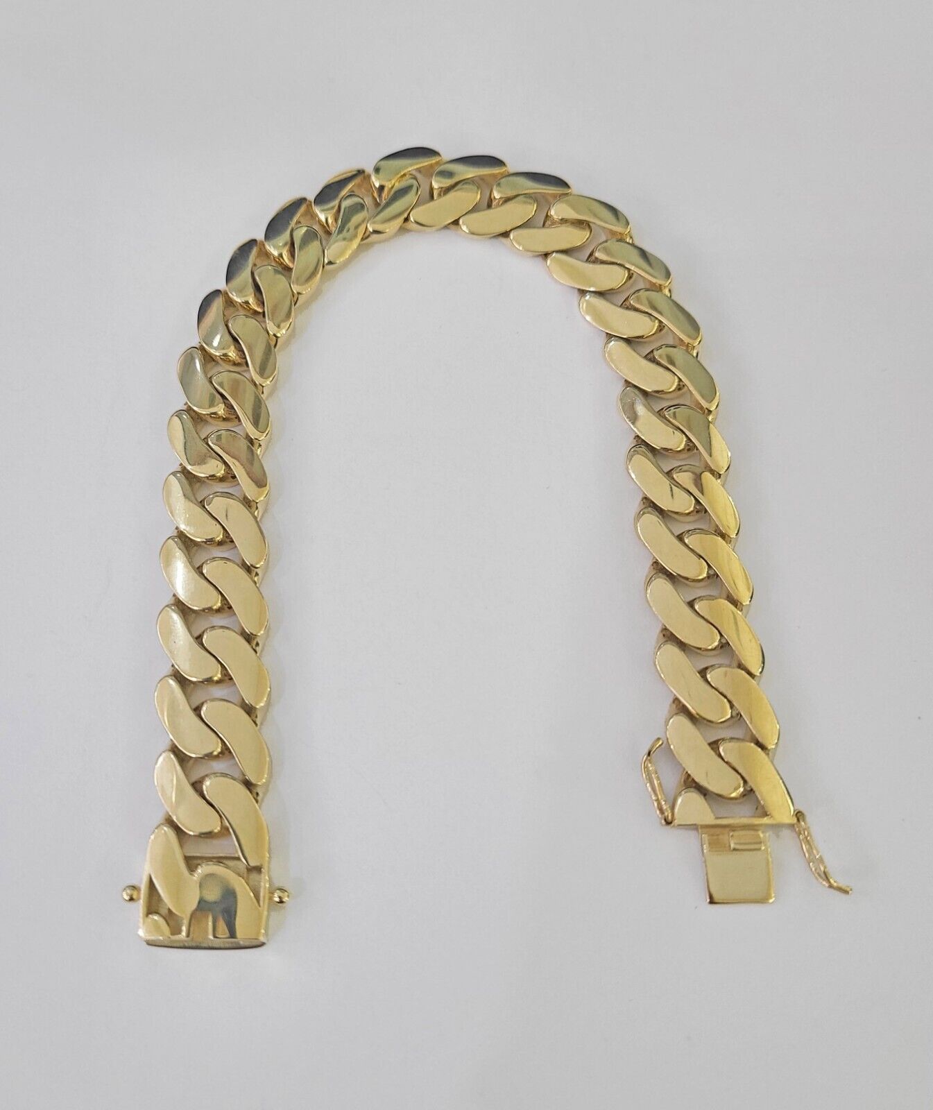 Real 10K Royal Monaco Bracelet Yellow Gold 9" Box Clasp 13mm Genuine - GoldenlinQ