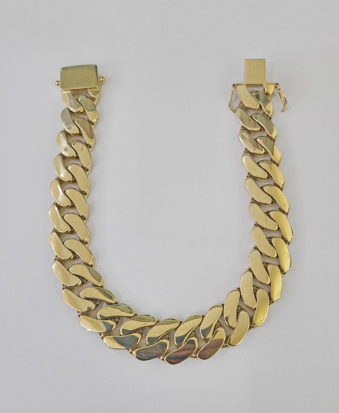 Real 10K Royal Monaco Bracelet Yellow Gold 9" Box Clasp 13mm Genuine - GoldenlinQ