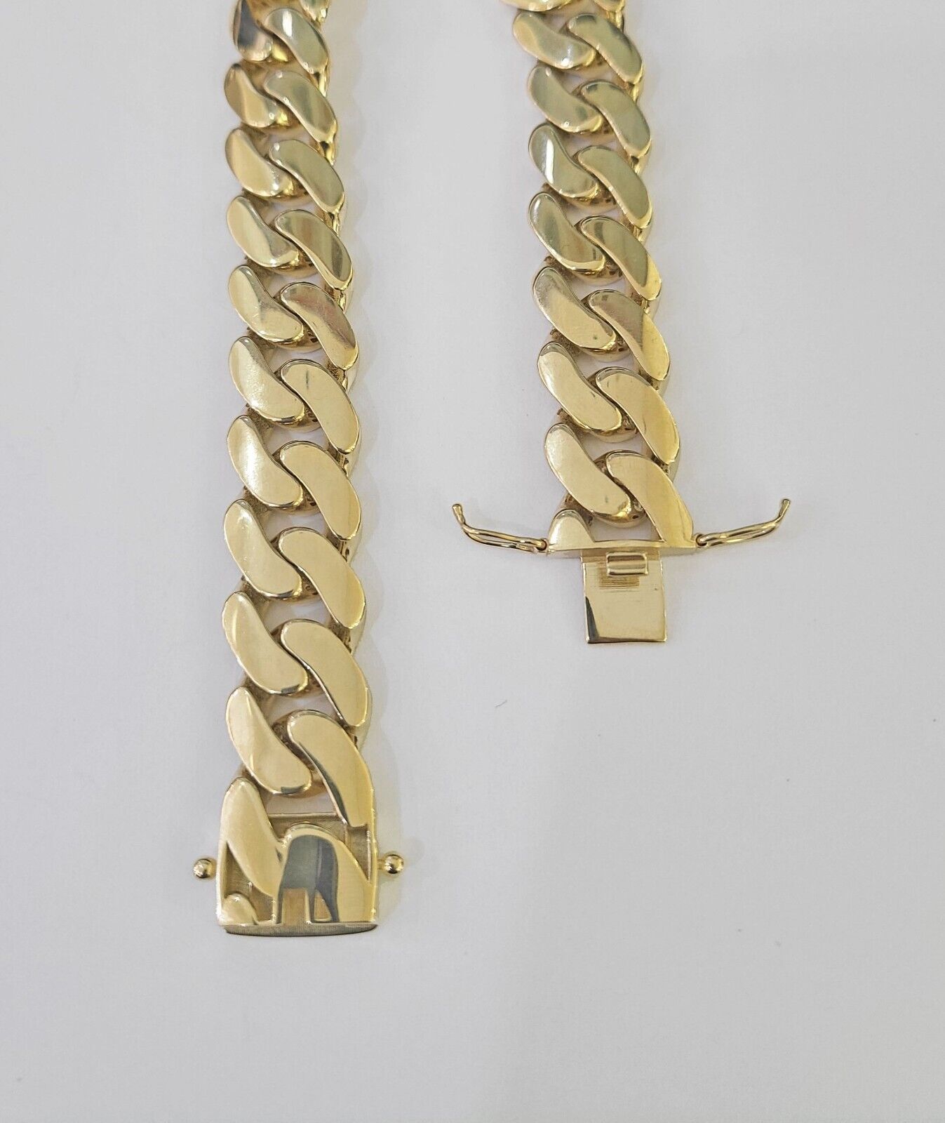 Real 10K Royal Monaco Bracelet Yellow Gold 9" Box Clasp 13mm Genuine - GoldenlinQ