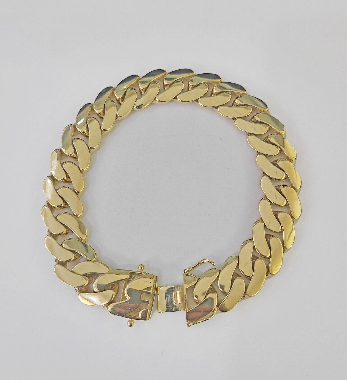 Real 10K Royal Monaco Bracelet Yellow Gold 9" Box Clasp 13mm Genuine - GoldenlinQ