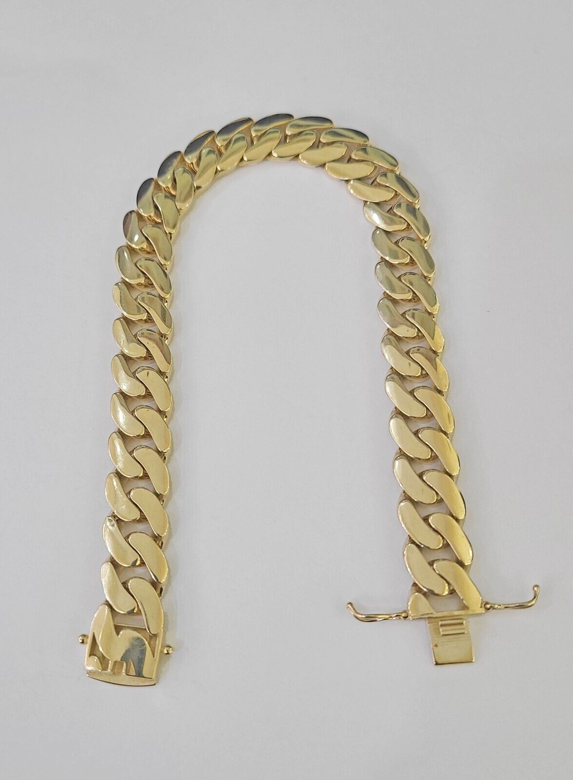 Real 10K Royal Monaco Bracelet Yellow Gold 9.5" Box Clasp 11mm Genuine - GoldenlinQ