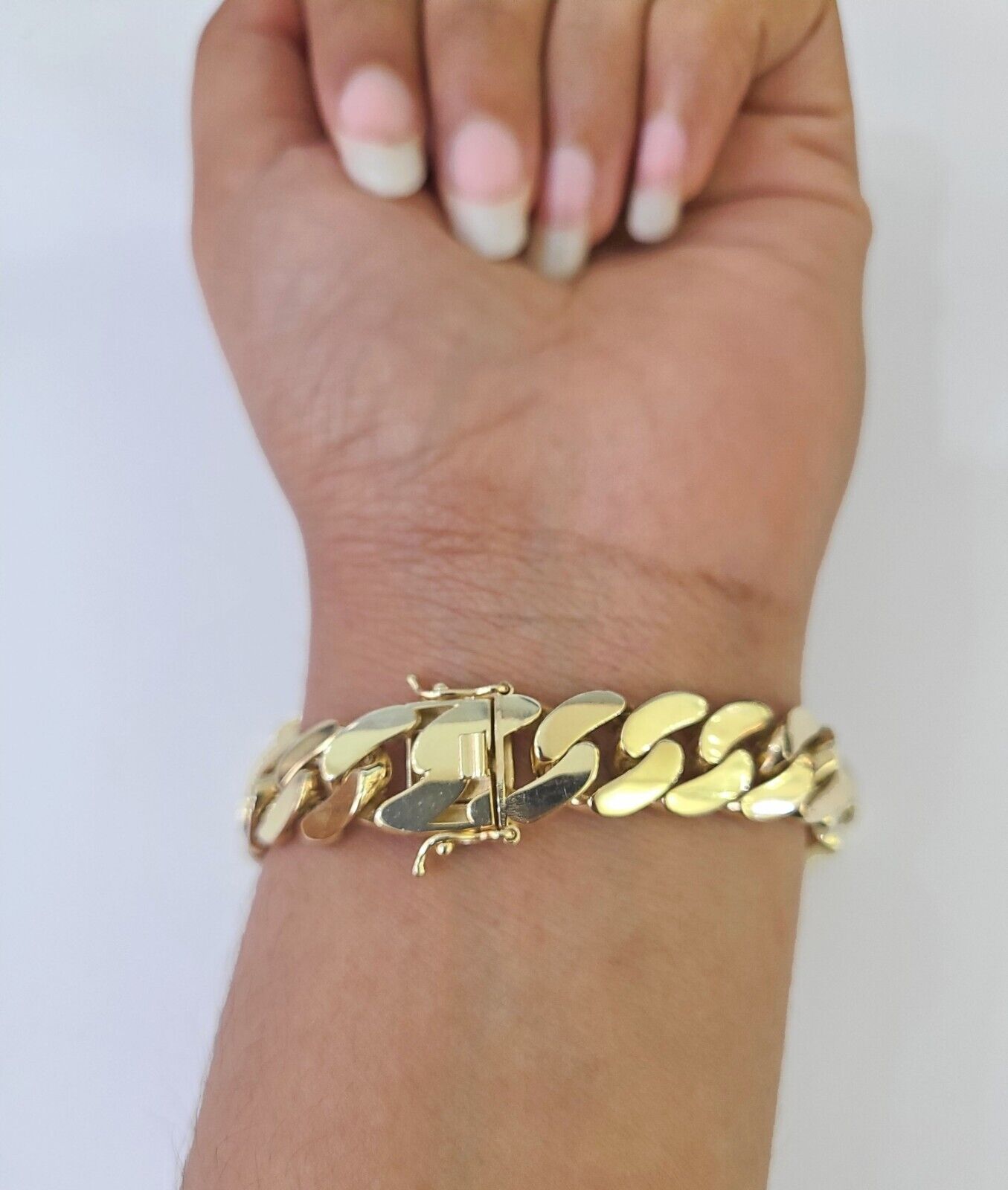 Real 10K Royal Monaco Bracelet Yellow Gold 9.5" Box Clasp 11mm Genuine - GoldenlinQ