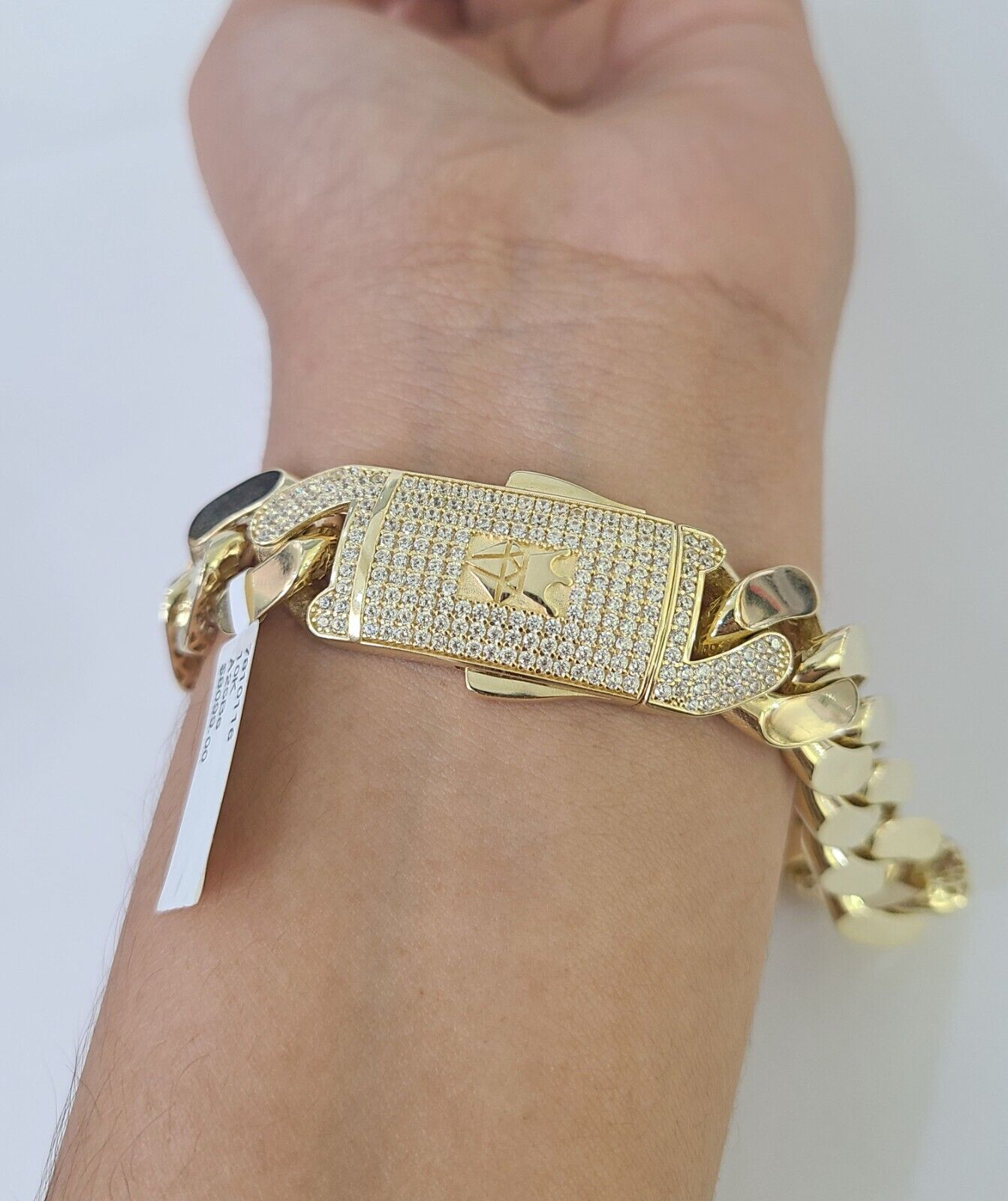Real 10K Royal Monaco Bracelet Yellow Gold 9.5" Box Clasp 15mm Genuine - GoldenlinQ