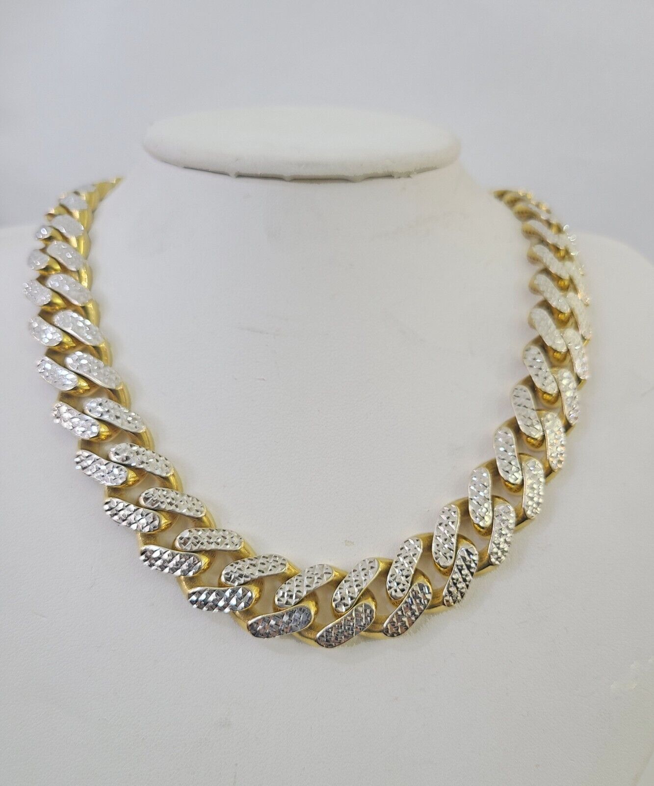 Real 10k Royal Monaco Chain 15mm Diamond Cut 24 inches Yellow Gold Necklace - GoldenlinQ