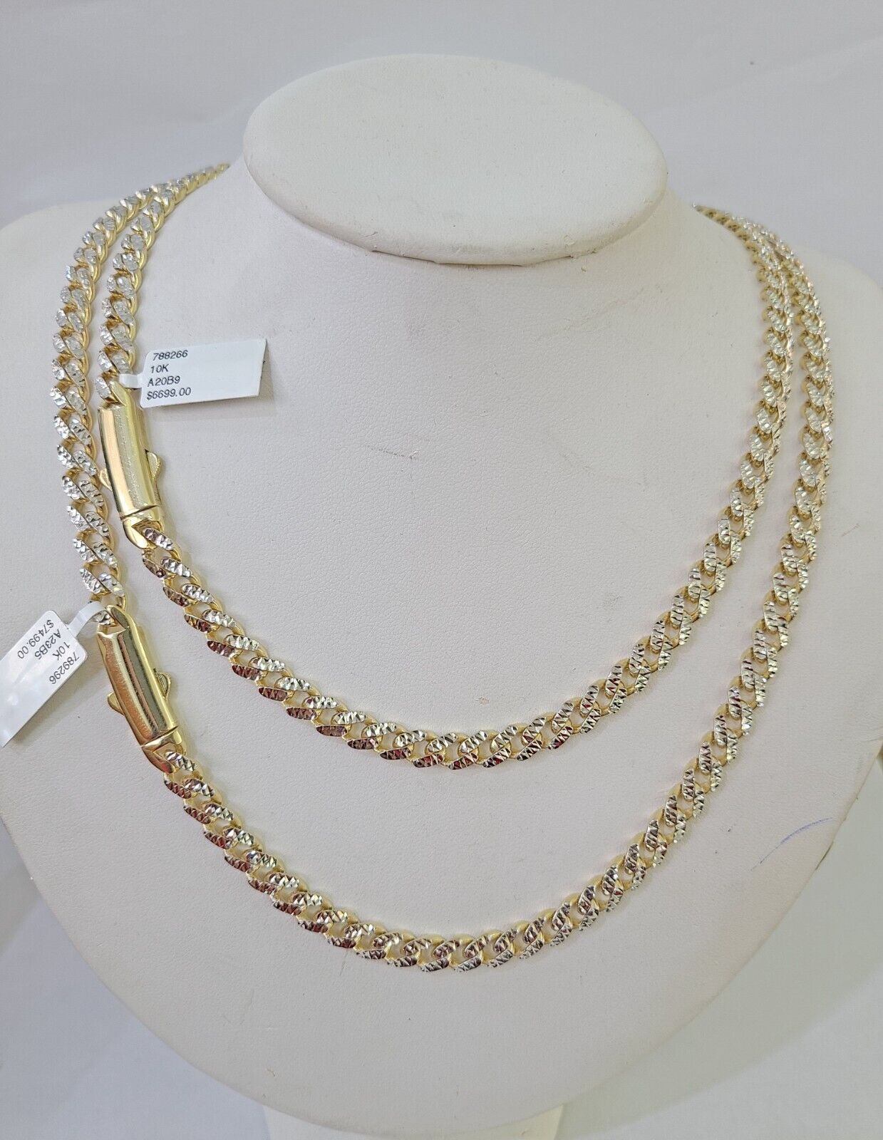 Real 10k Royal Monaco Chain 8mm Diamond Cut 18 - 26 inches Yellow Gold - GoldenlinQ