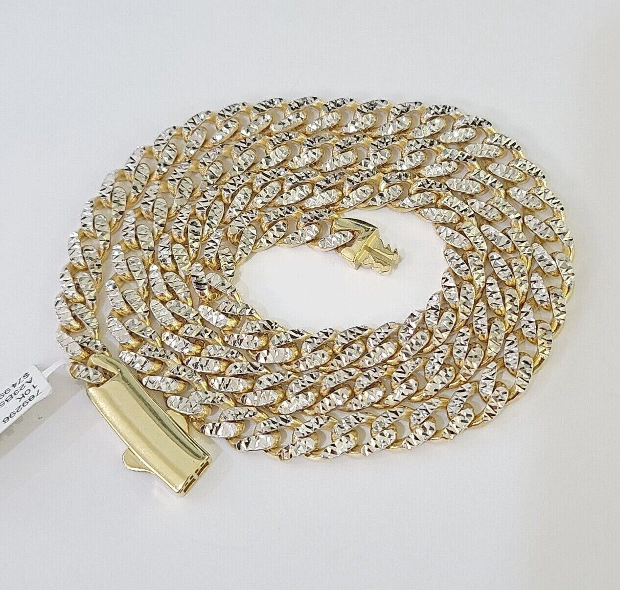 Real 10k Royal Monaco Chain 8mm Diamond Cut 18 - 26 inches Yellow Gold - GoldenlinQ