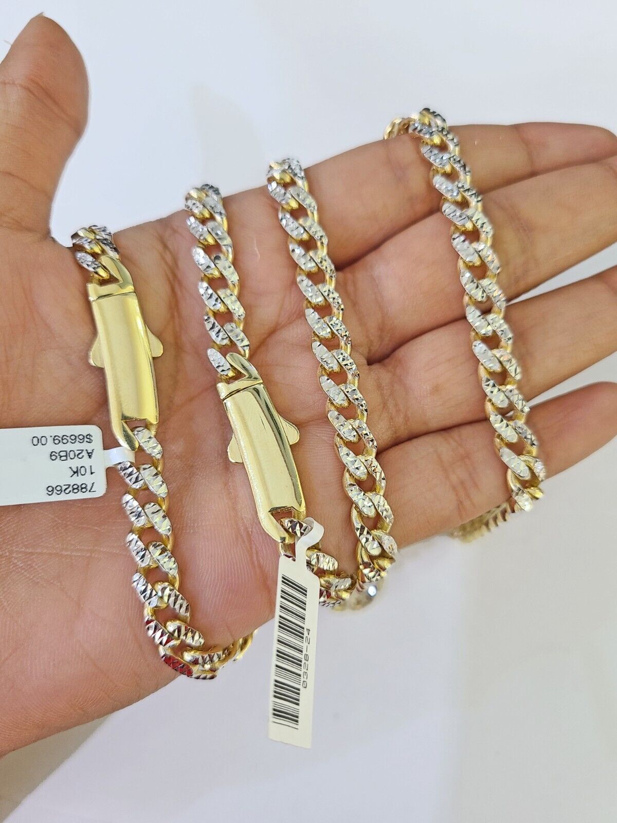 Real 10k Royal Monaco Chain 8mm Diamond Cut 18 - 26 inches Yellow Gold - GoldenlinQ