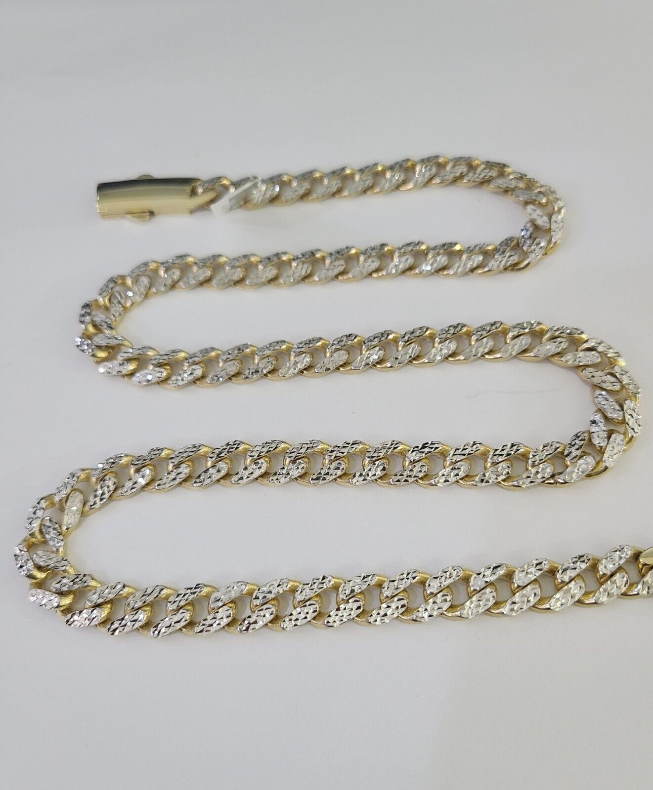 Real 10k Royal Monaco Chain 8mm Diamond Cut 22 inches Yellow Gold Necklace - GoldenlinQ