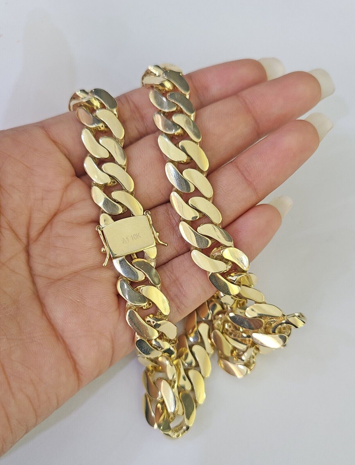 Real 10K Royal Monaco Chain Box Clasp 11mm Gold Necklace 10Kt 24" Genuine - GoldenlinQ