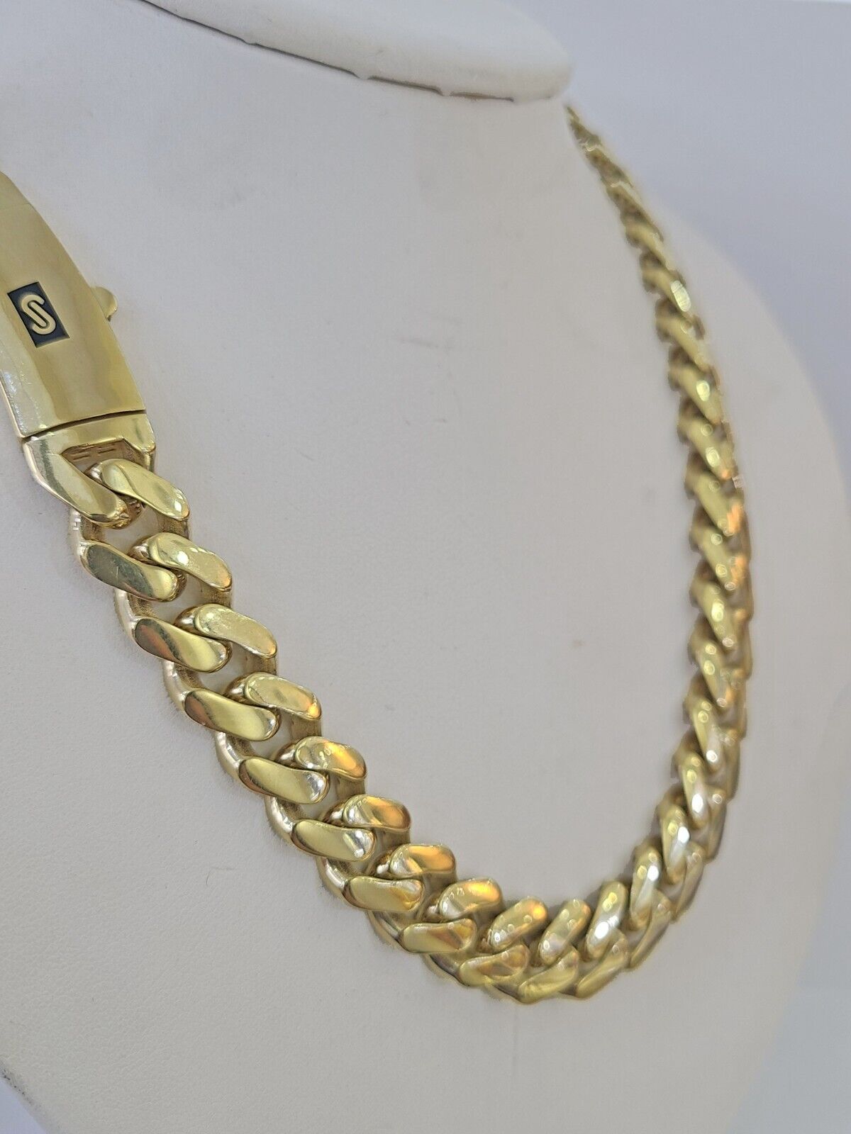Real 10K Royal Monaco Chain Box Clasp 13mm Gold Necklace 10Kt 24" Genuine - GoldenlinQ