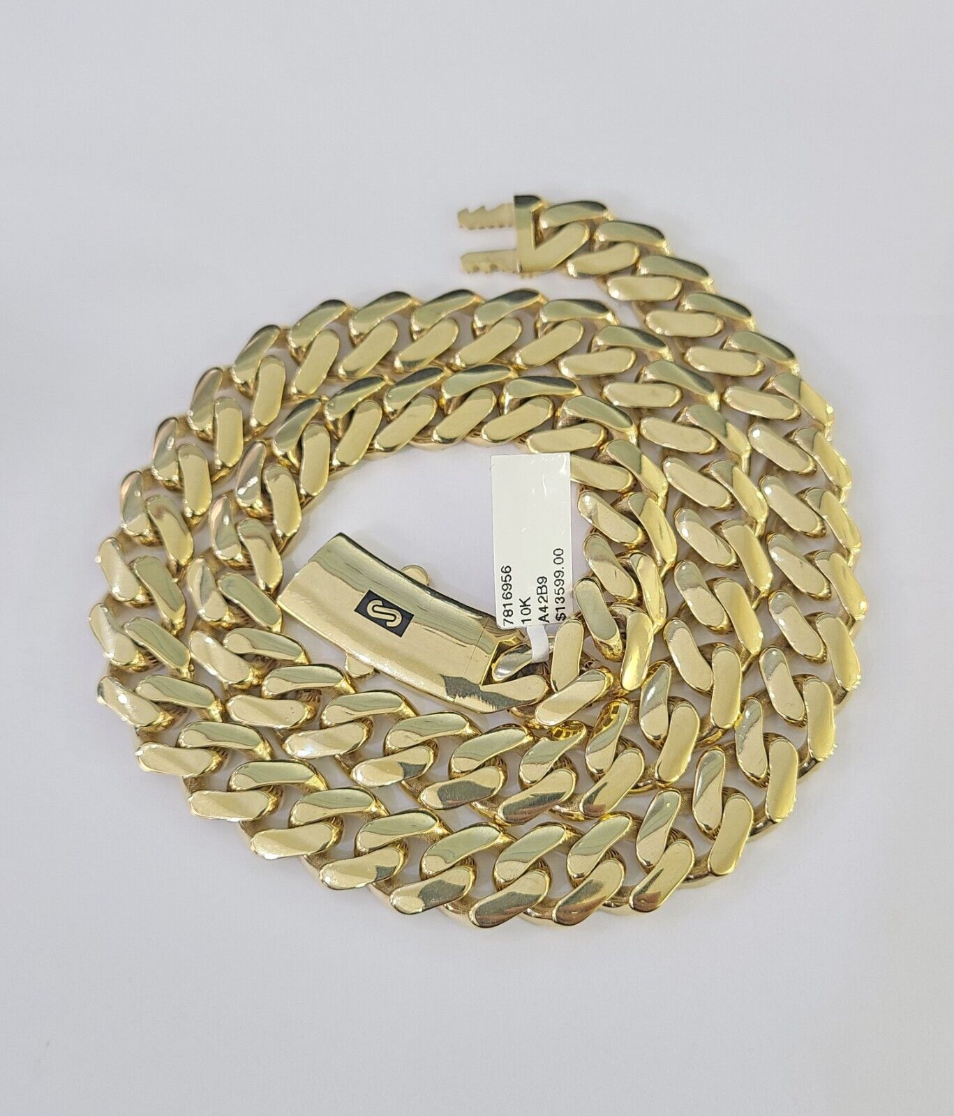 Real 10K Royal Monaco Chain Box Clasp 13mm Gold Necklace 10Kt 24" Genuine - GoldenlinQ