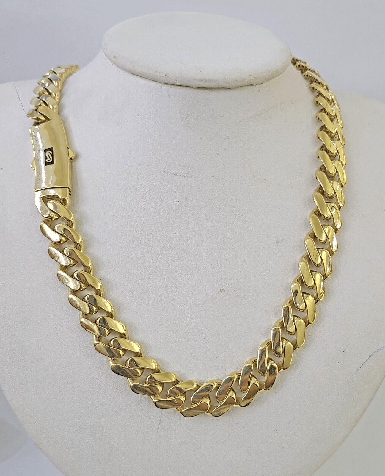 Real 10K Royal Monaco Chain Box Clasp 13mm Gold Necklace 10Kt 24" Genuine - GoldenlinQ
