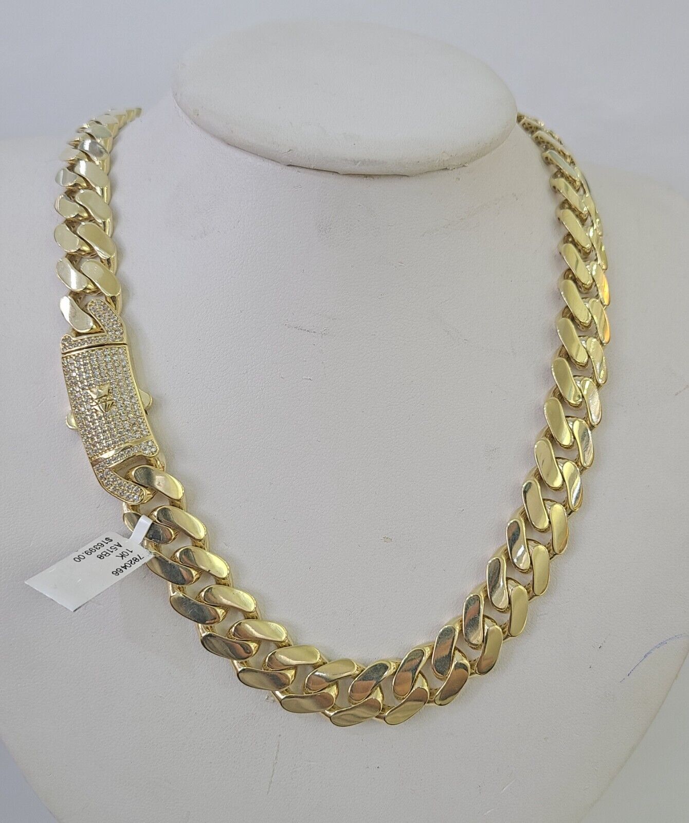 Real 10K Royal Monaco Chain Box Clasp 13mm Gold Necklace 10Kt 26" Genuine - GoldenlinQ
