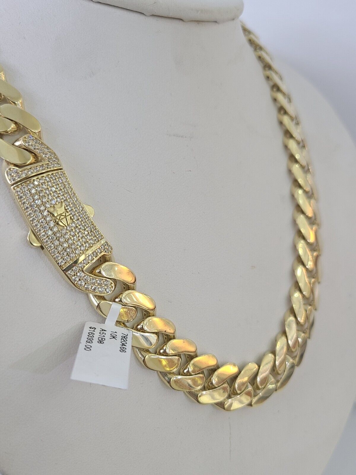 Real 10K Royal Monaco Chain Box Clasp 13mm Gold Necklace 10Kt 26" Genuine - GoldenlinQ