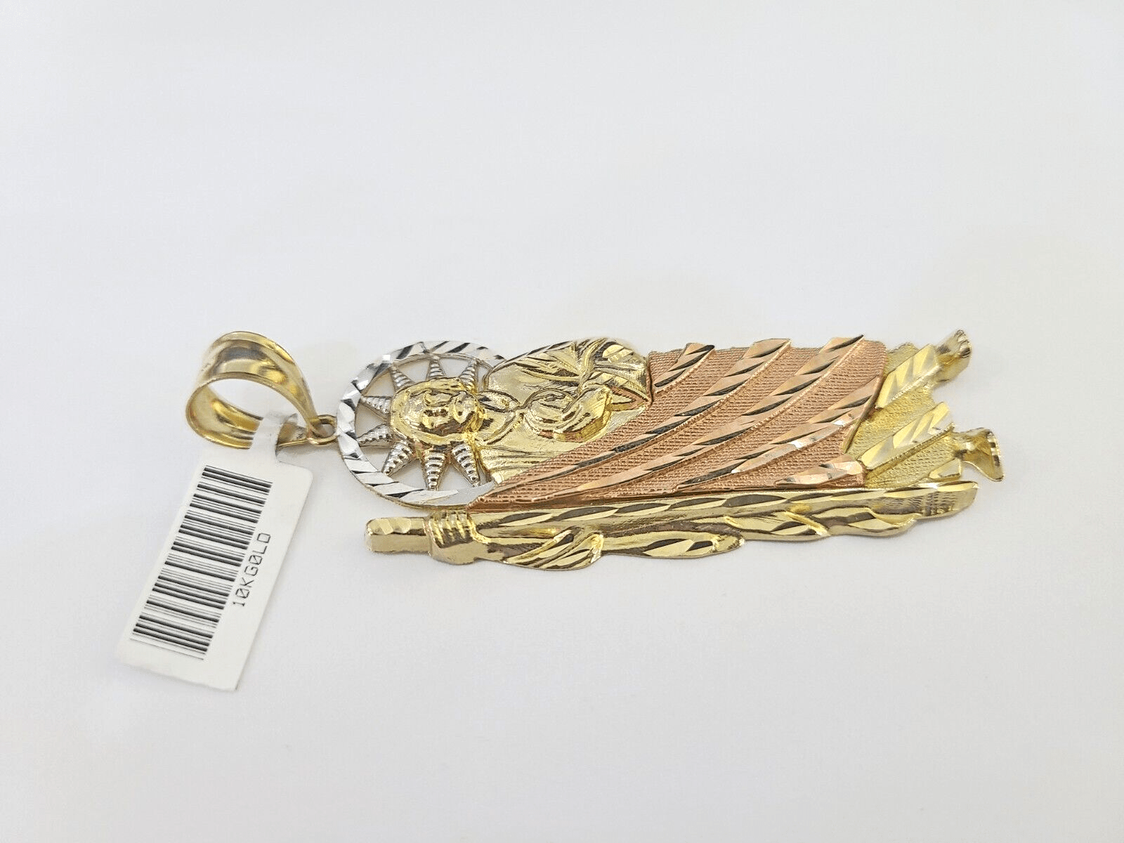 Real 10K Saint Jude Charm Tri - Gold Diamond Cut 10kt yellow Gold Charm Genuine - GoldenlinQ