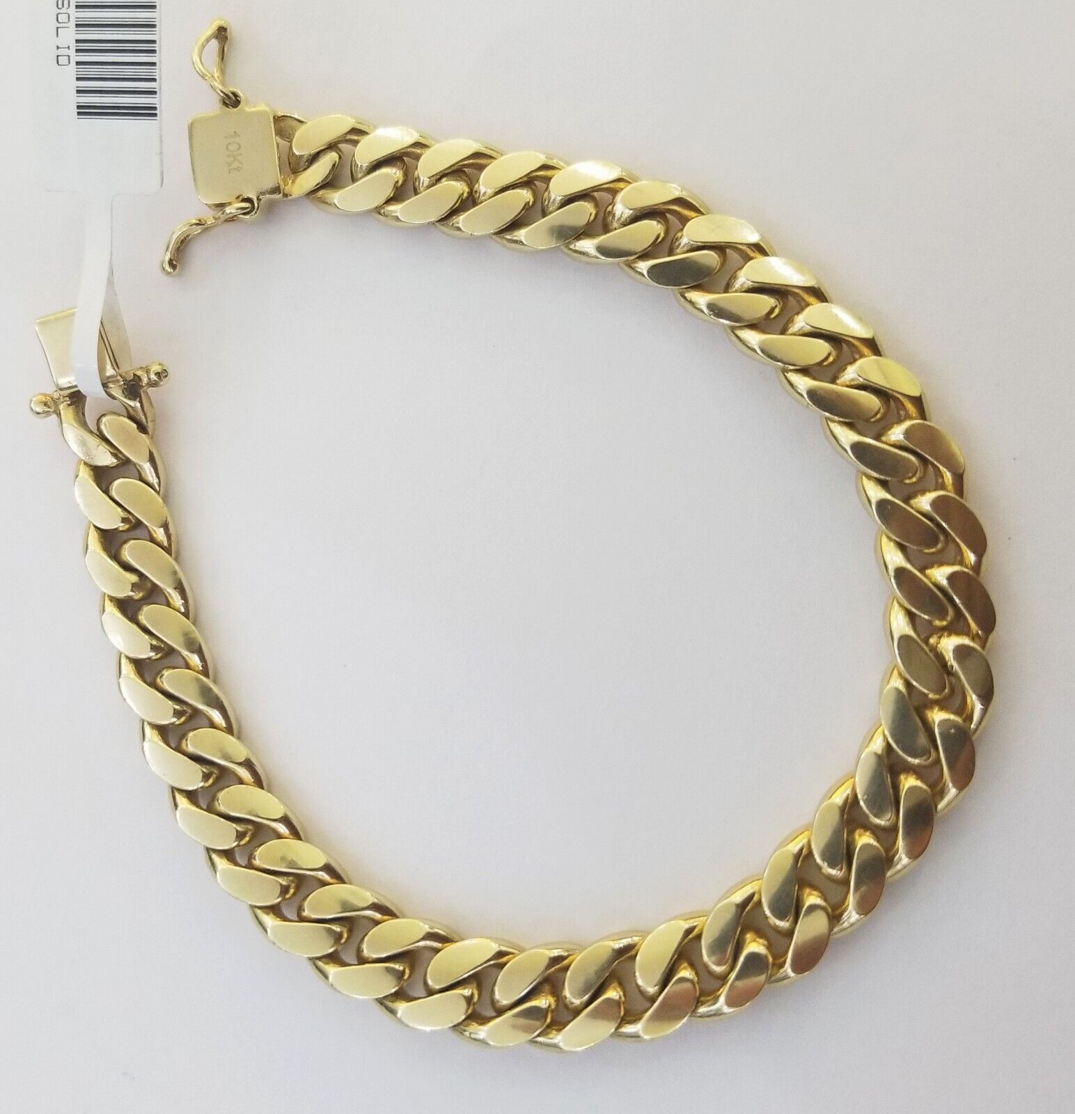 Real 10k Solid Gold Bracelet Miami Cuban Link 8.5mm 8 inch Box Lock 10kt Strong - GoldenlinQ