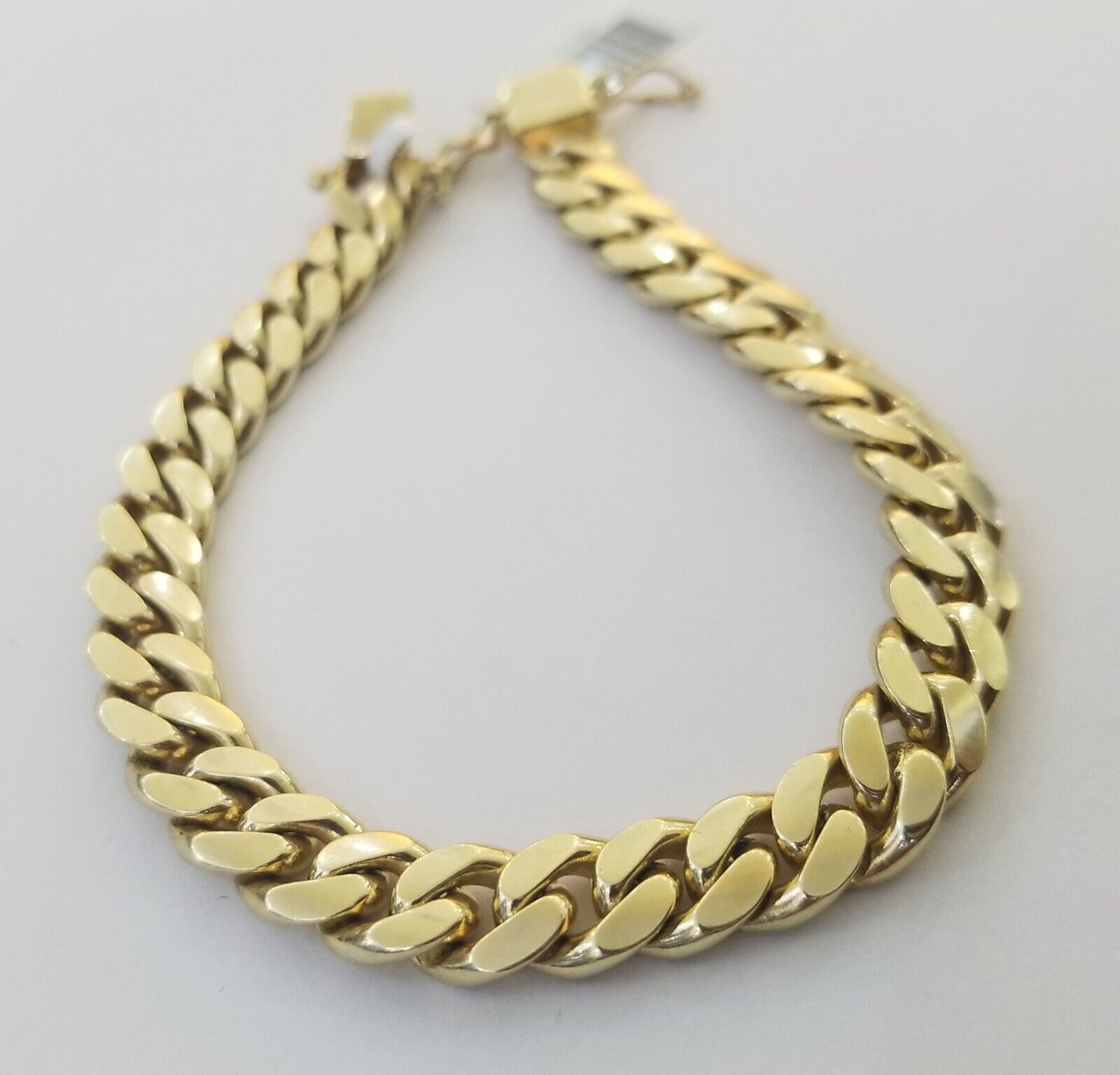 Real 10k Solid Gold Bracelet Miami Cuban Link 8.5mm 8 inch Box Lock 10kt Strong - GoldenlinQ