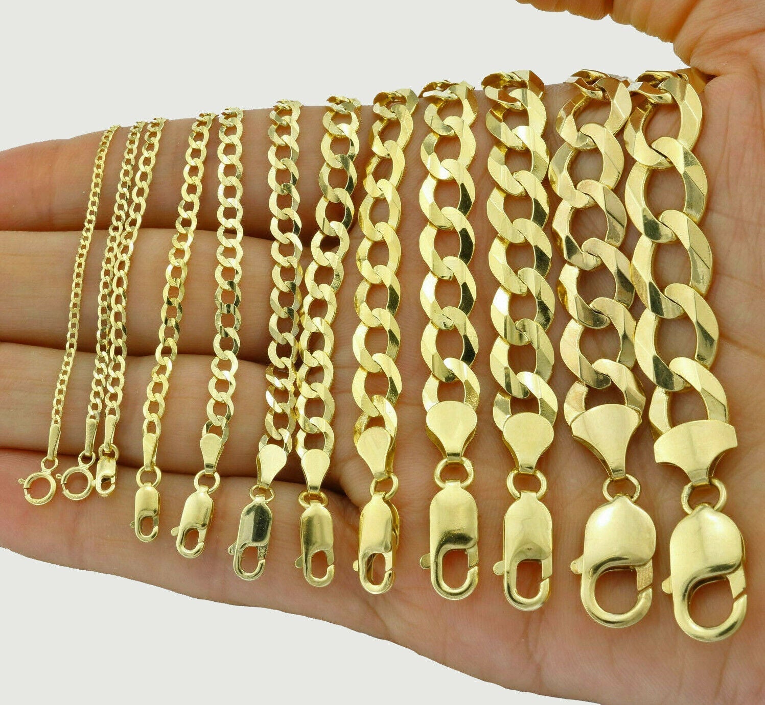 REAL 10K SOLID GOLD NECKLACE MEN /WOMEN CUBAN LINK CHAIN LENGTH 18 - 30" FREE SHIP - GoldenlinQ