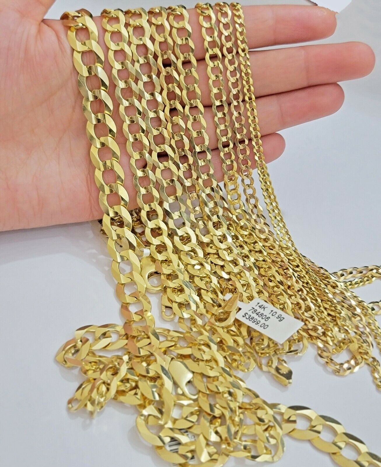 REAL 10K SOLID GOLD NECKLACE MEN /WOMEN CUBAN LINK CHAIN LENGTH 18 - 30" FREE SHIP - GoldenlinQ