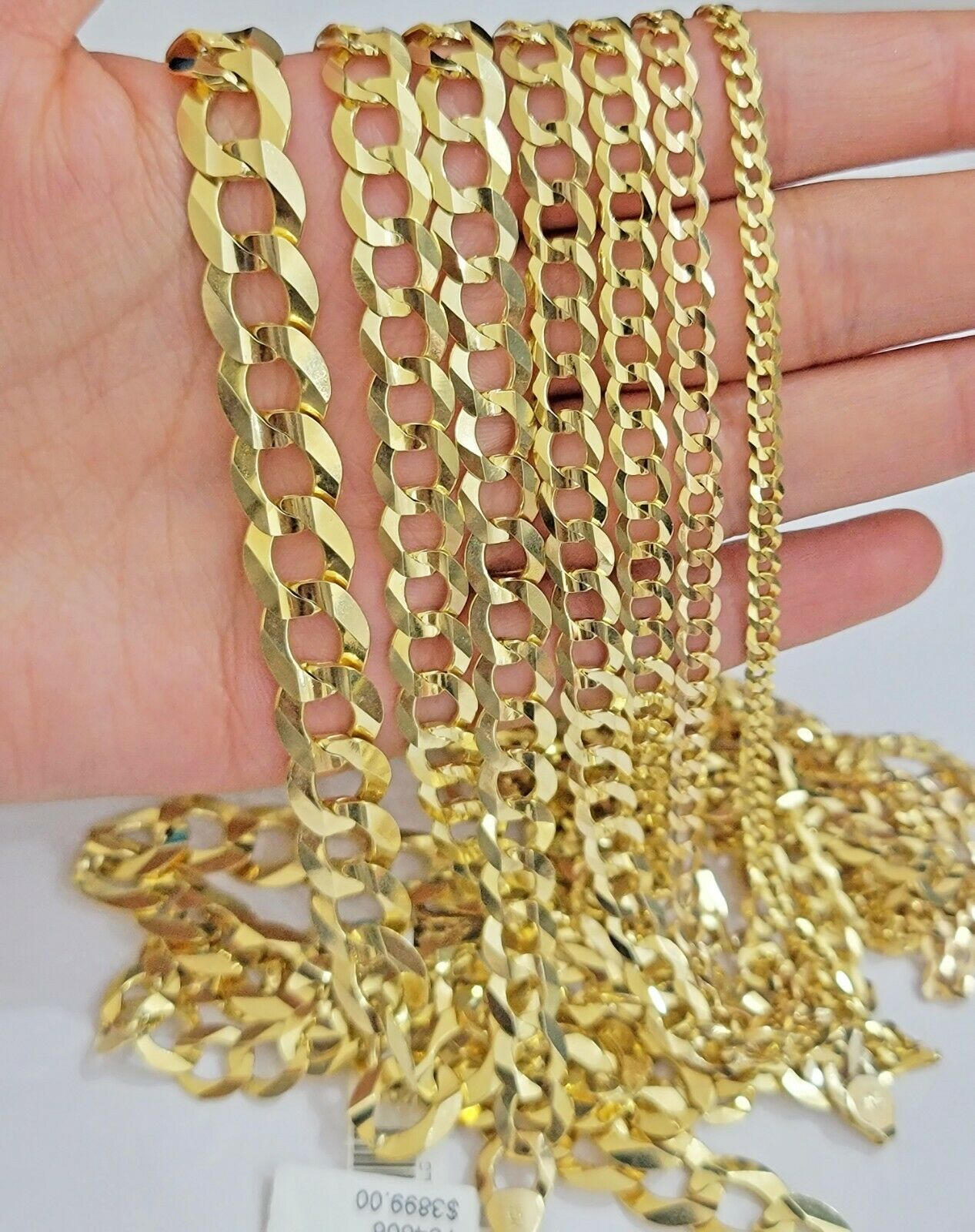 REAL 10K SOLID GOLD NECKLACE MEN /WOMEN CUBAN LINK CHAIN LENGTH 18 - 30" FREE SHIP - GoldenlinQ