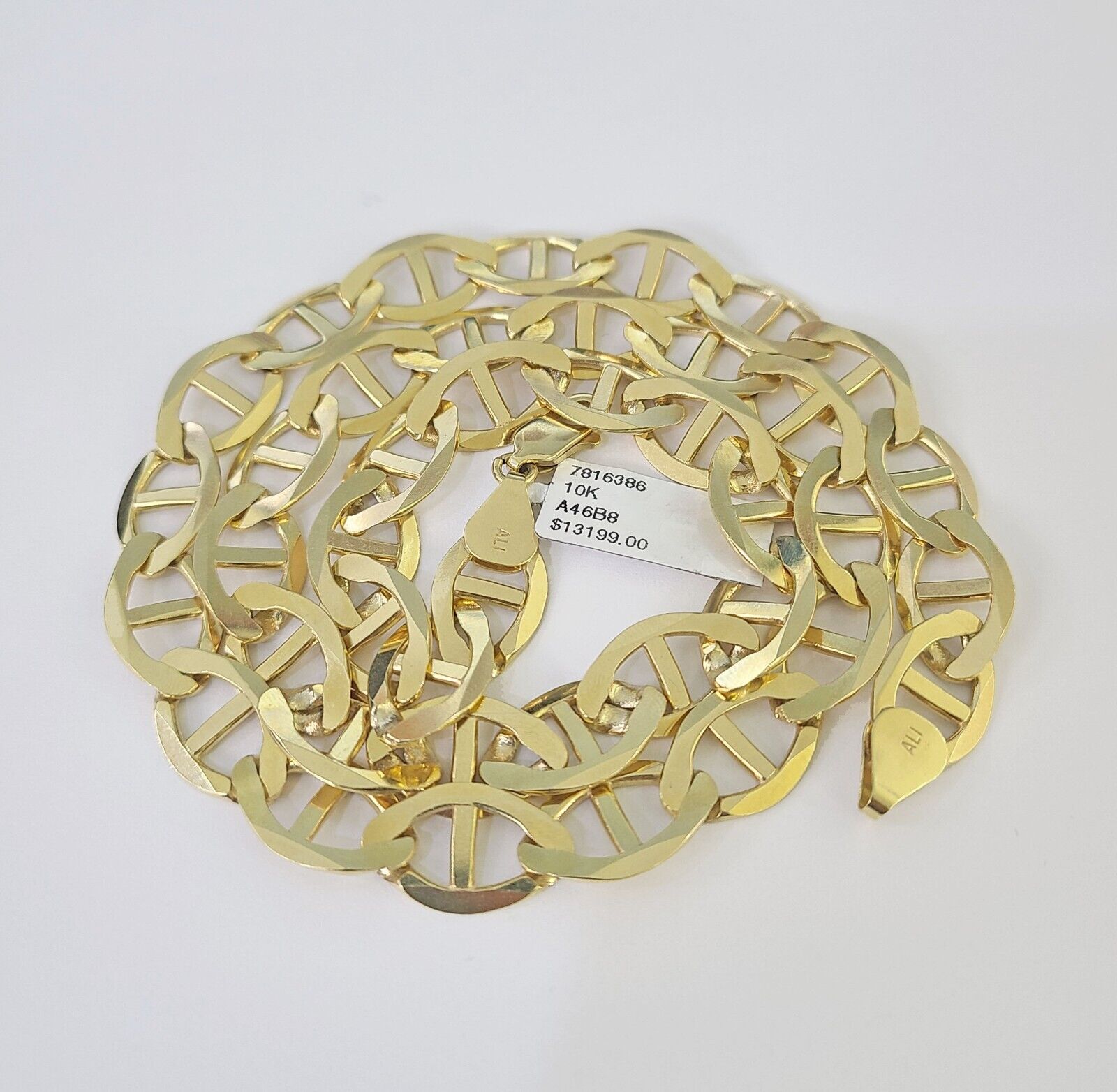 Real 10k Solid Mariner Anchor Link Chain Yellow Gold 11mm Necklace 22" Inch - GoldenlinQ