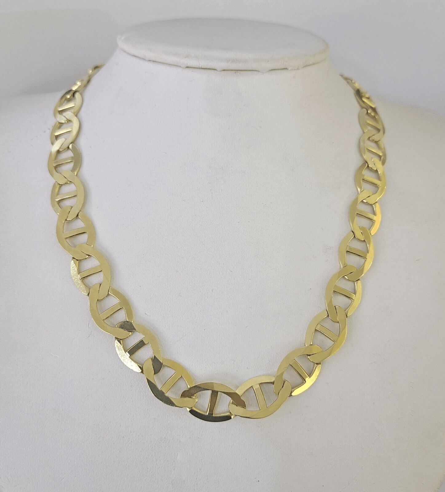 Real 10k Solid Mariner Anchor Link Chain Yellow Gold 11mm Necklace 22" Inch - GoldenlinQ