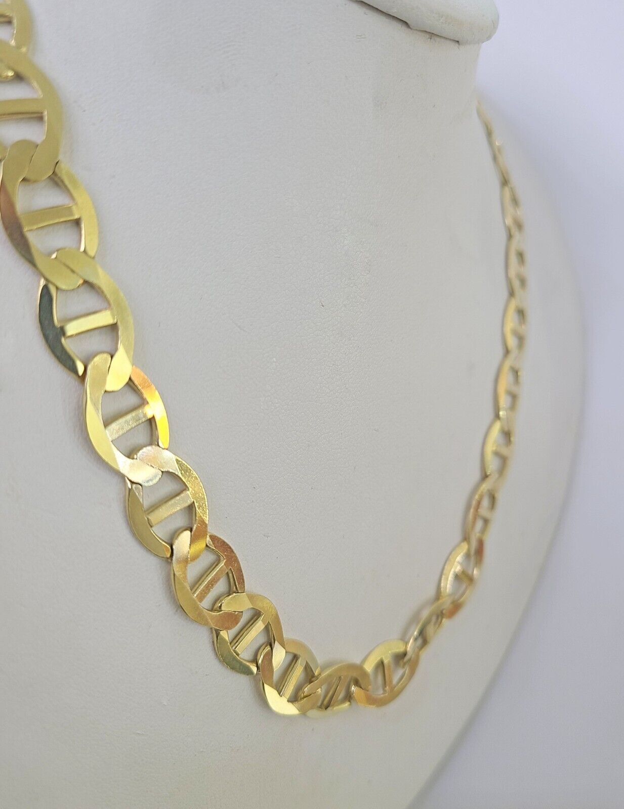 Real 10k Solid Mariner Anchor Link Chain Yellow Gold 11mm Necklace 22" Inch - GoldenlinQ