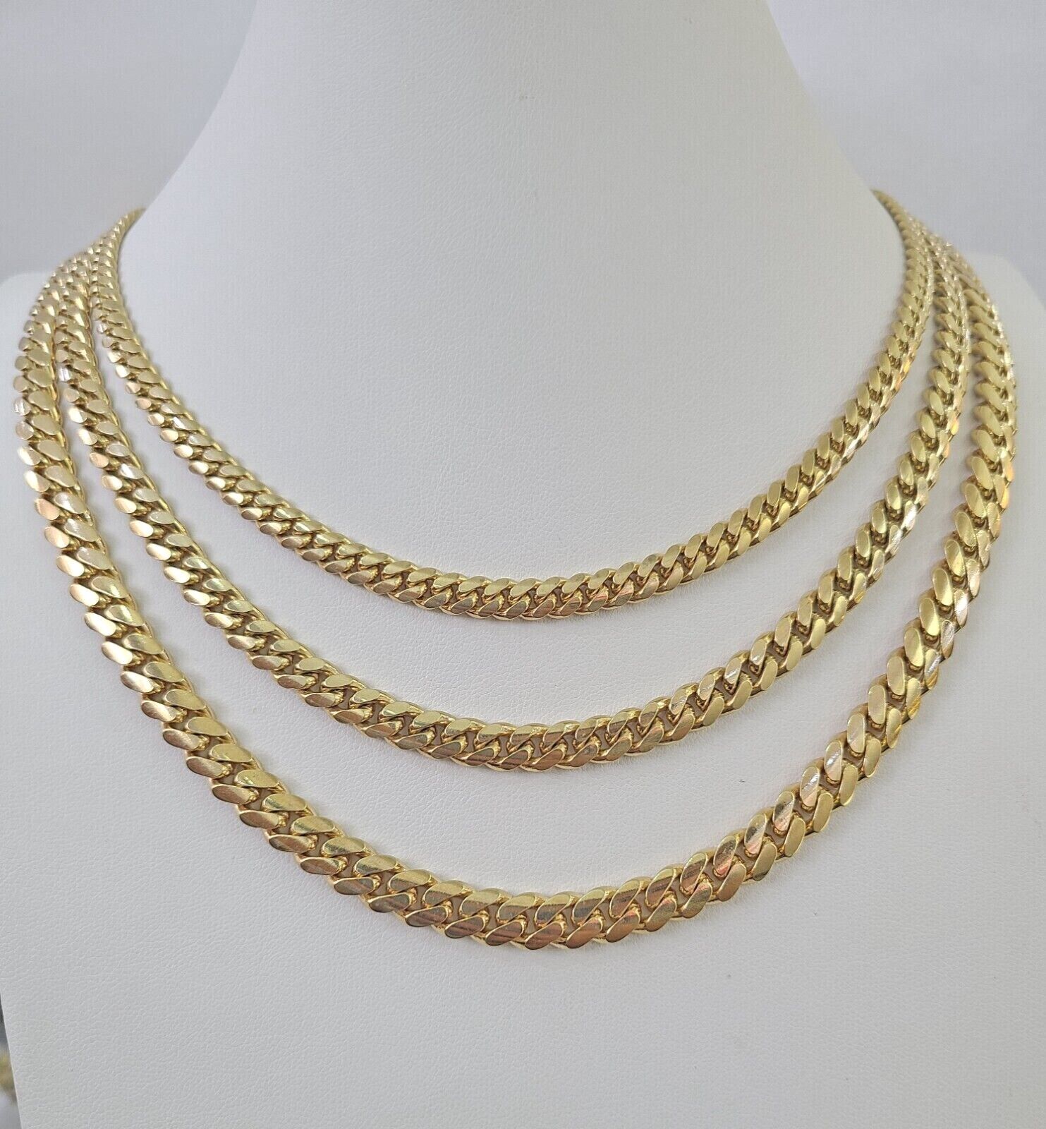 Real 10k Solid Miami Cuban Link Chain Necklace 6mm 7mm 8mm 24 Inches 10kt Gold - GoldenlinQ