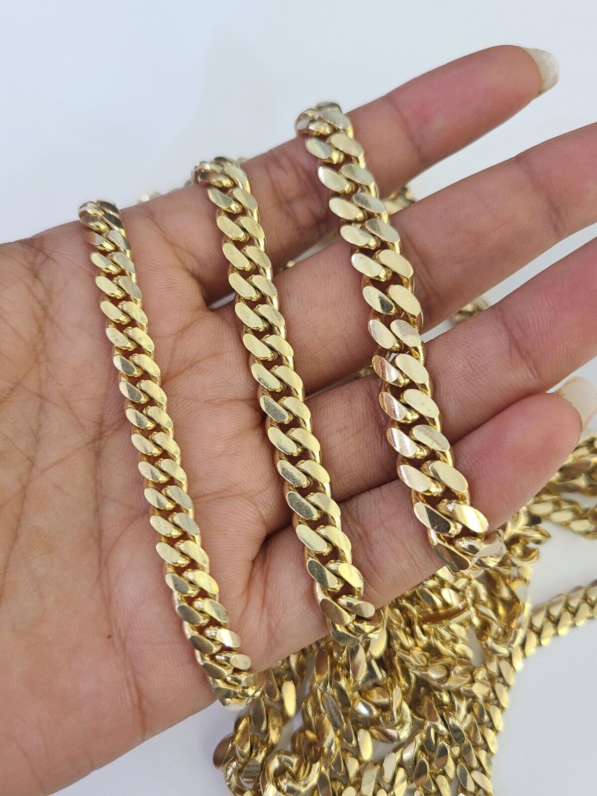 Real 10k Solid Miami Cuban Link Chain Necklace 6mm 7mm 8mm 24 Inches 10kt Gold - GoldenlinQ