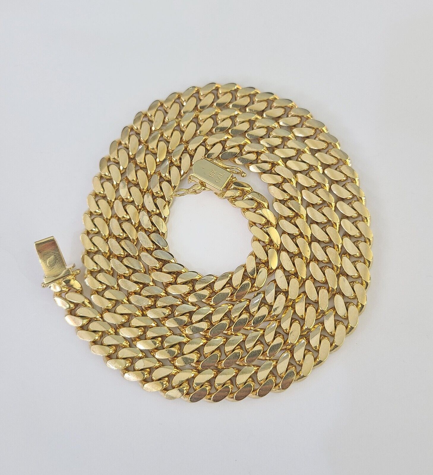 Real 10k Solid Miami Cuban Link Chain Necklace 6mm 7mm 8mm 24 Inches 10kt Gold - GoldenlinQ