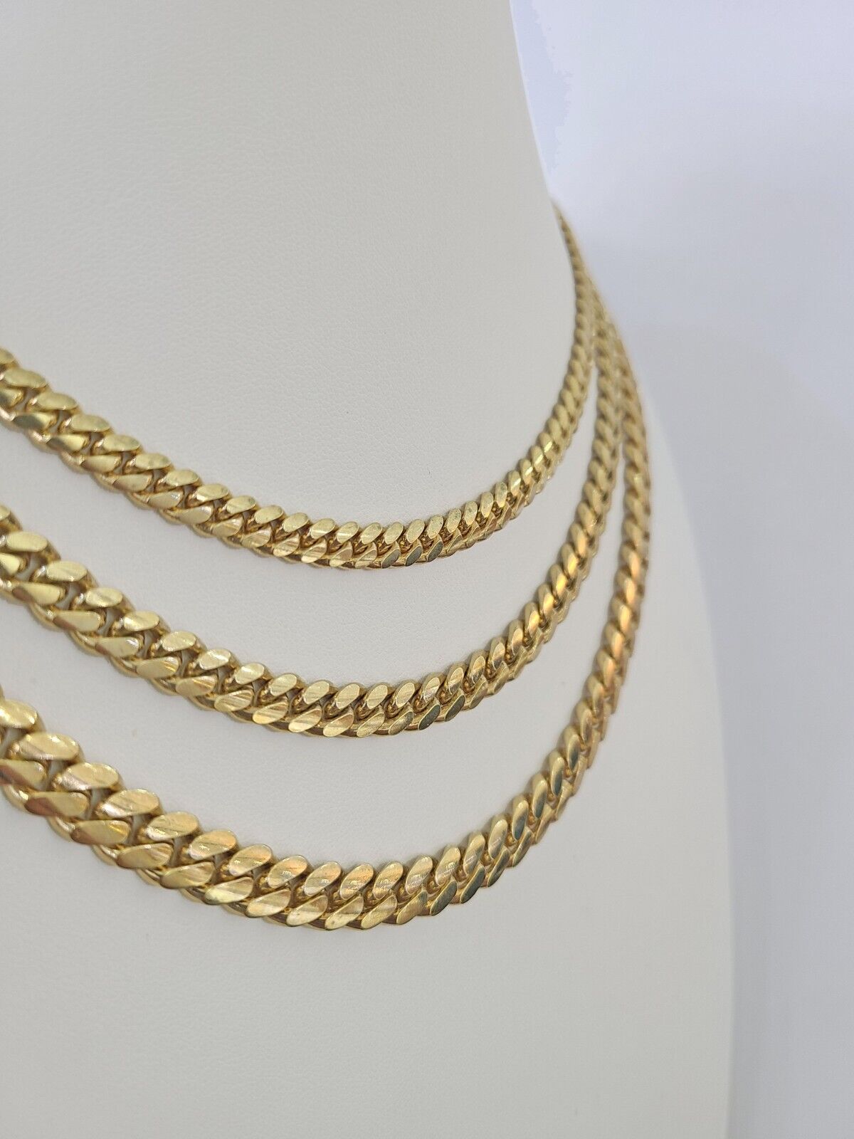 Real 10k Solid Miami Cuban Link Chain Necklace 6mm 7mm 8mm 24 Inches 10kt Gold - GoldenlinQ