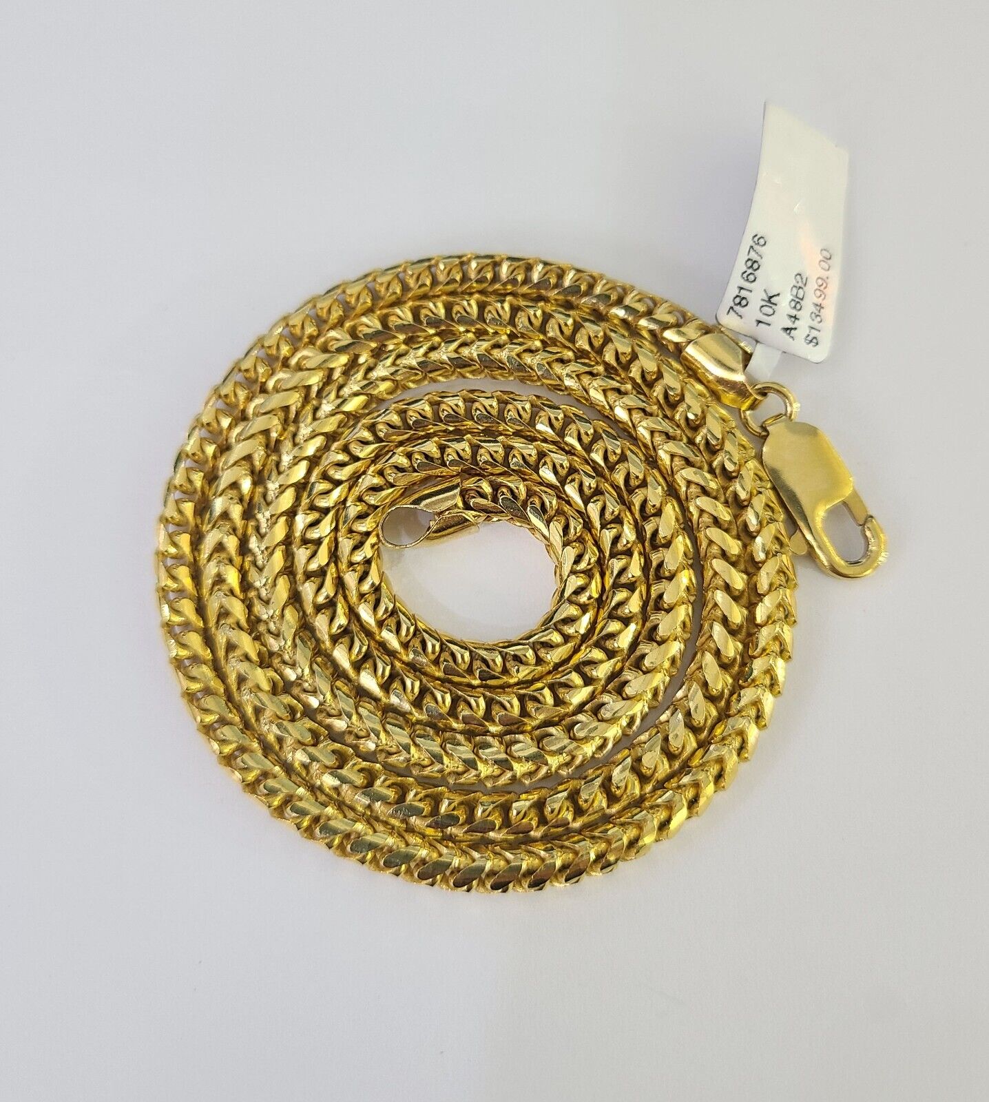 Real 10k Solid Palm Chain Yellow Gold 3mm Men Women Necklace 24" Genuine - GoldenlinQ