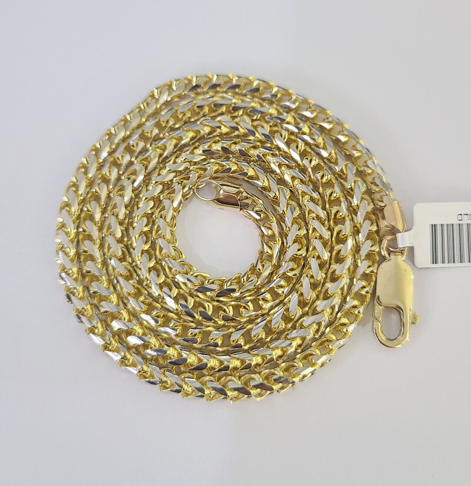 Real 10k Solid Palm Chain Yellow Gold 4mm 18" - 26"Men Women Necklace Diamond Cut - GoldenlinQ