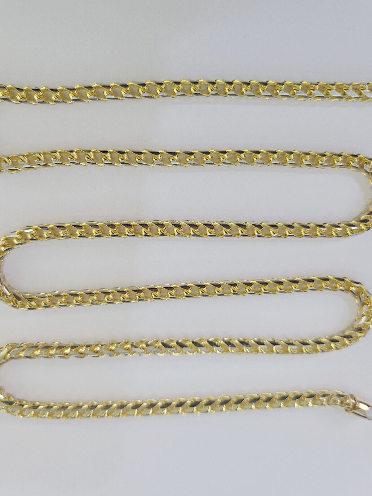 Real 10k Solid Palm Chain Yellow Gold 4mm 18" - 26"Men Women Necklace Diamond Cut - GoldenlinQ