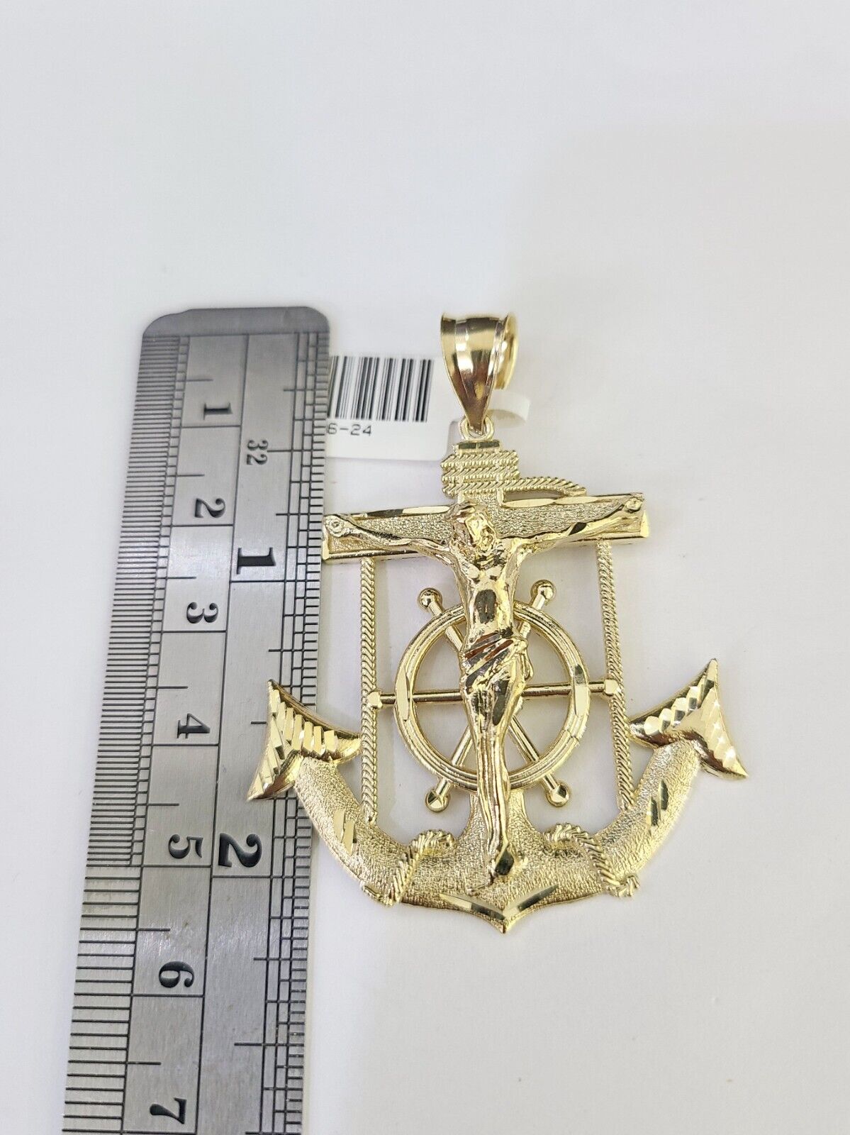 Real 10k Solid Rope Chain Jesus Anchor Charm Set 3mm 20" - 30" Inch Necklace Gold - GoldenlinQ