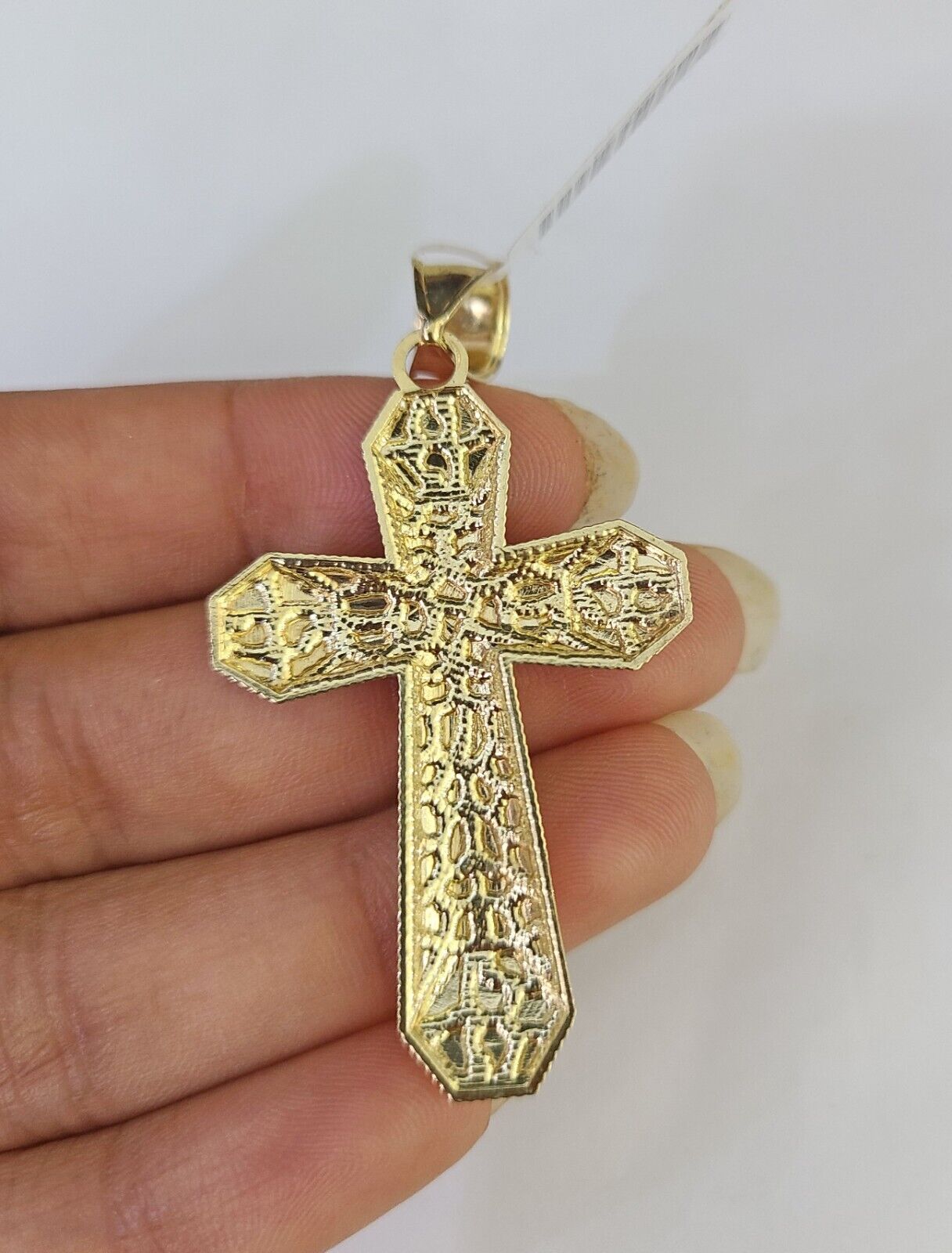 Real 10k Solid Rope Chain Jesus Cross Charm Set 3mm 20" - 30" Inch Necklace Gold - GoldenlinQ