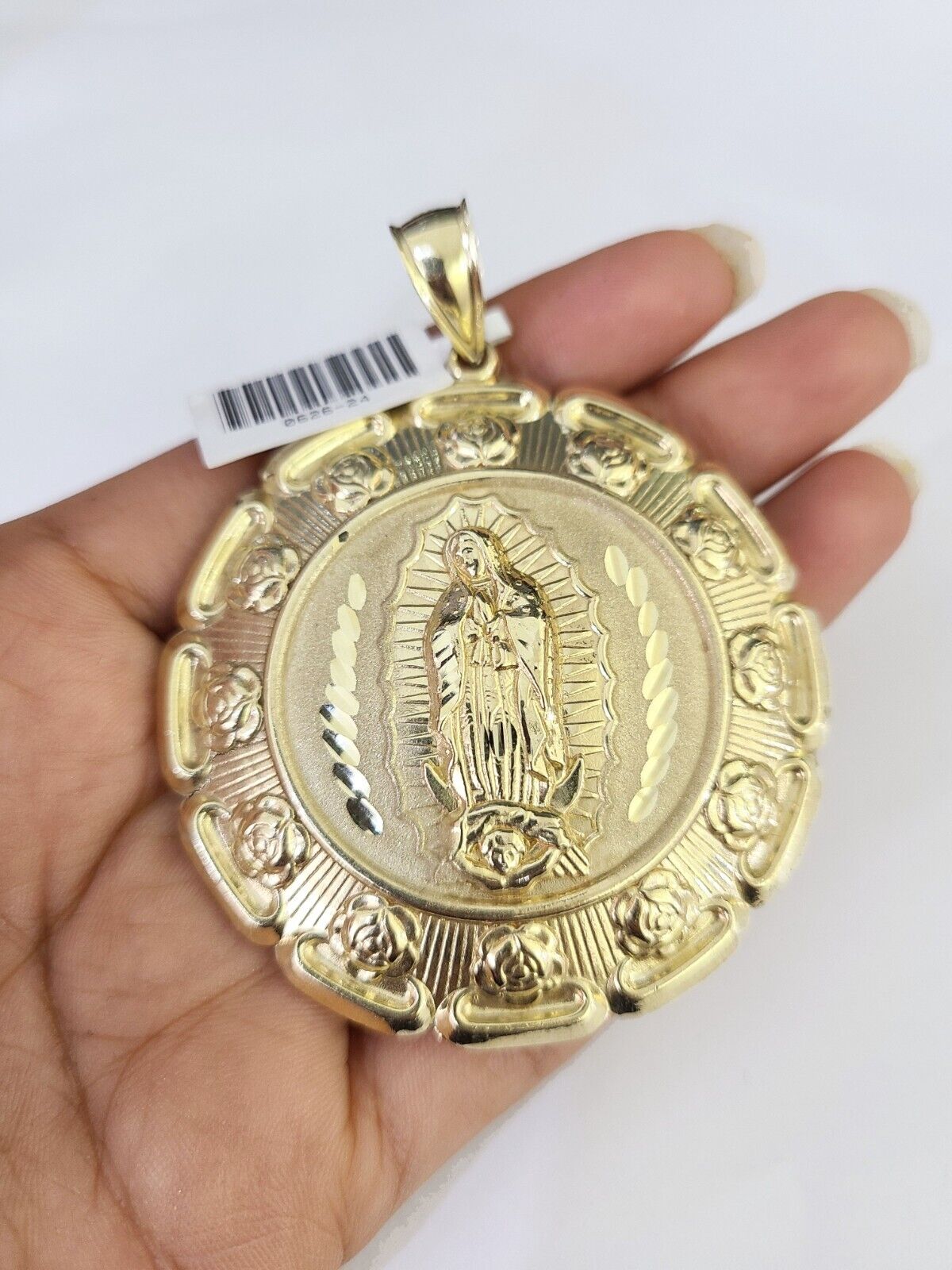 Real 10k Solid Rope Chain Jesus Virgin Mary Charm Set 6mm 20" - 30" Inch Necklace - GoldenlinQ