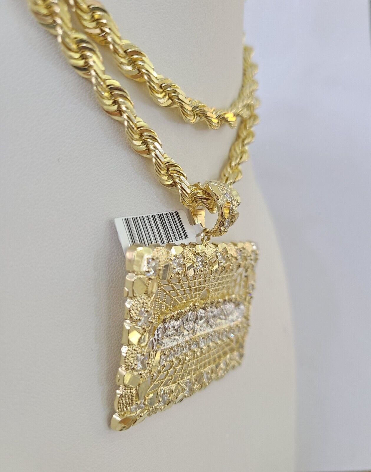 Real 10k Solid Rope Chain Last Supper Charm Set 6mm 20" - 30" Inch Necklace Gold - GoldenlinQ