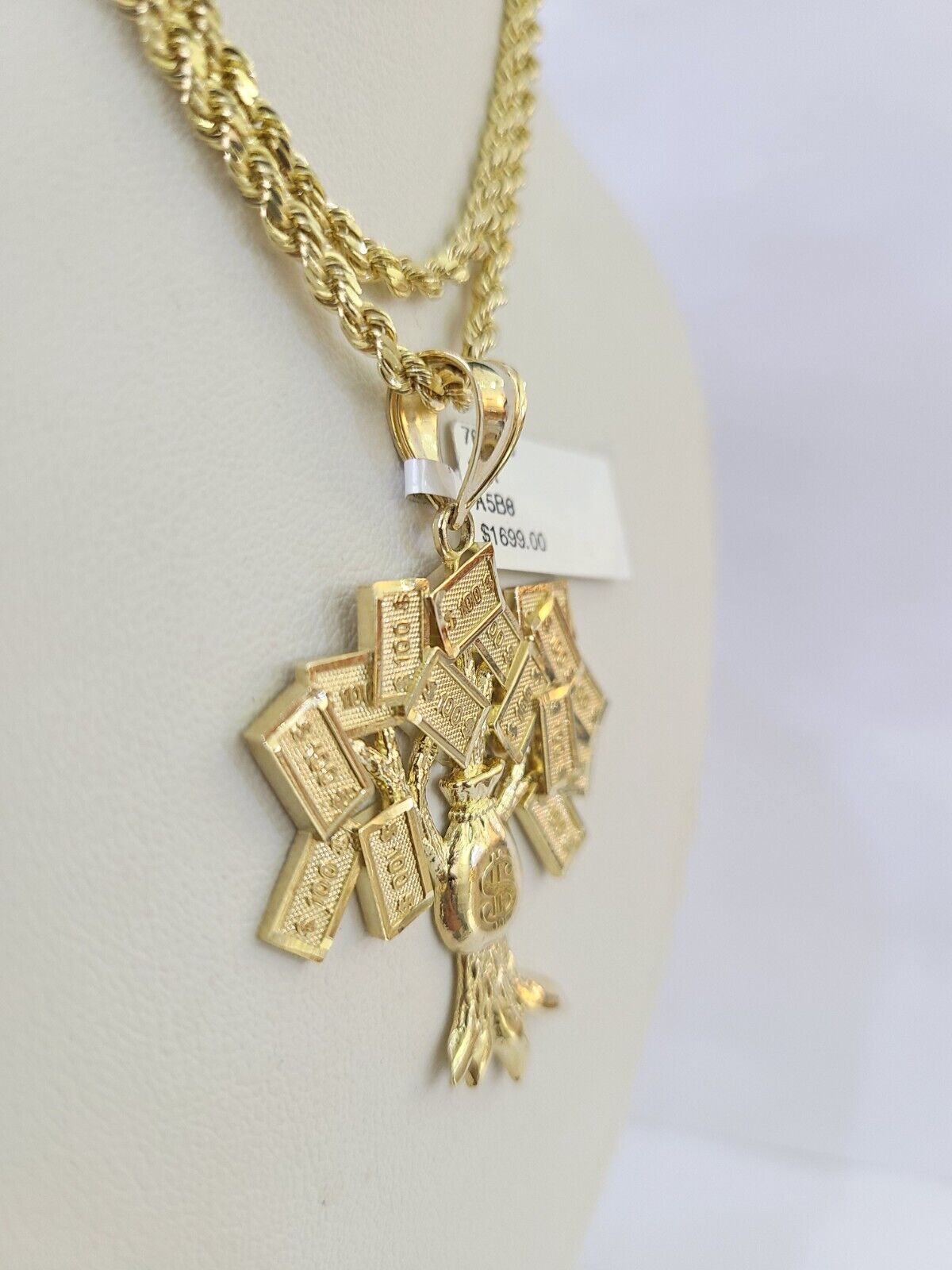 Real 10k Solid Rope Chain Money Tree Charm Set 3mm 20" - 30" Inch Necklace Gold - GoldenlinQ