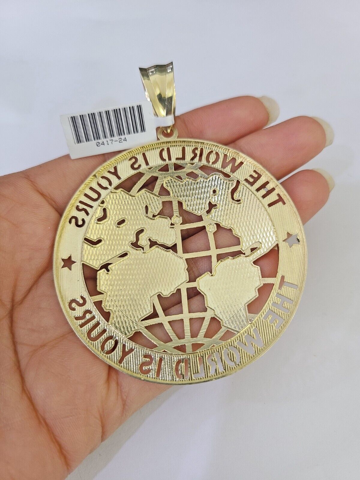 Real 10k Solid Rope Chain World is Yours Charm Set 6mm 20" - 30" Inch Necklace - GoldenlinQ