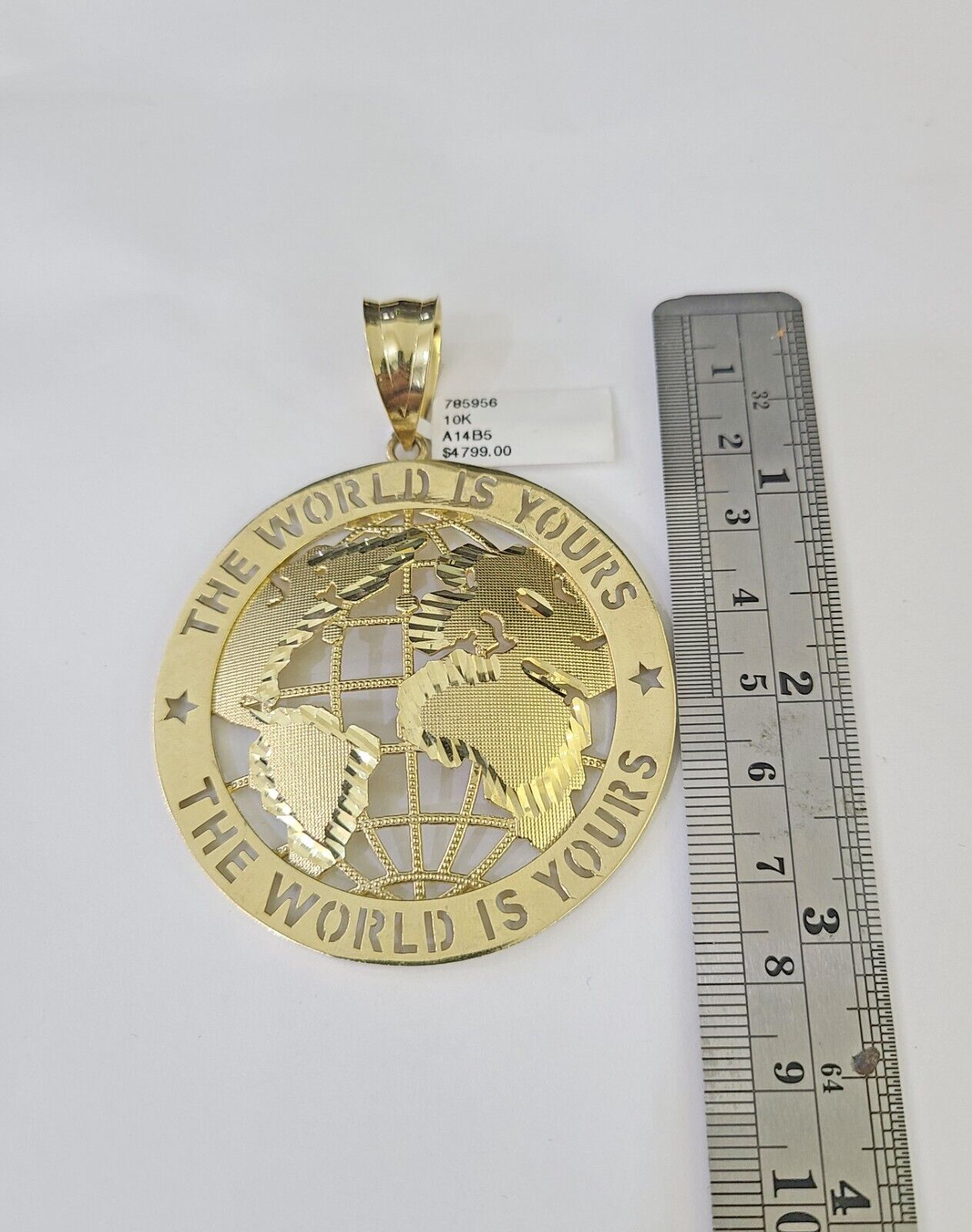 Real 10k Solid Rope Chain World is Yours Charm Set 6mm 20" - 30" Inch Necklace - GoldenlinQ