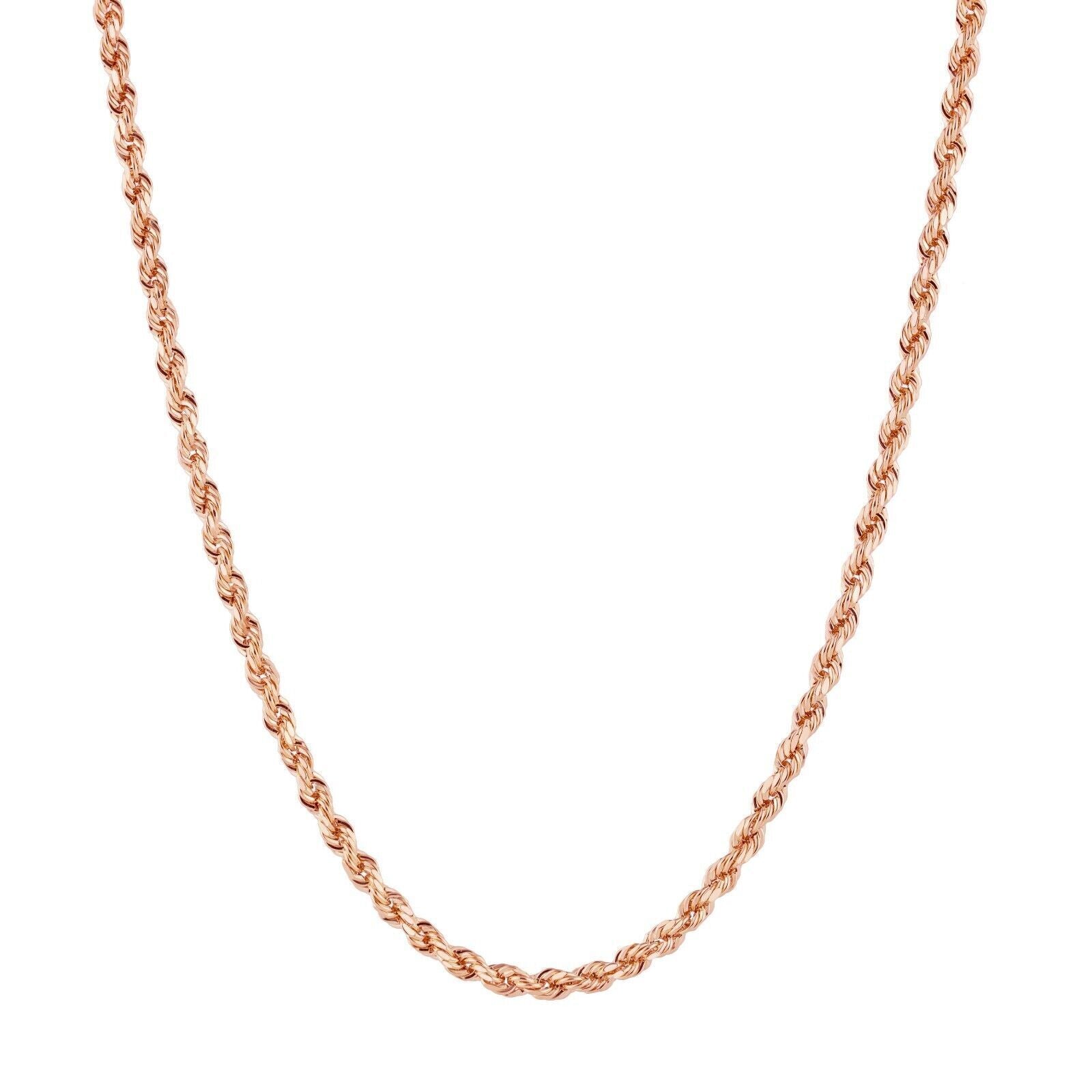 Real 10K Solid Rose Gold Rope Chain 4 - 6mm Necklace 18 - 24'' inches Lobster Lock - GoldenlinQ